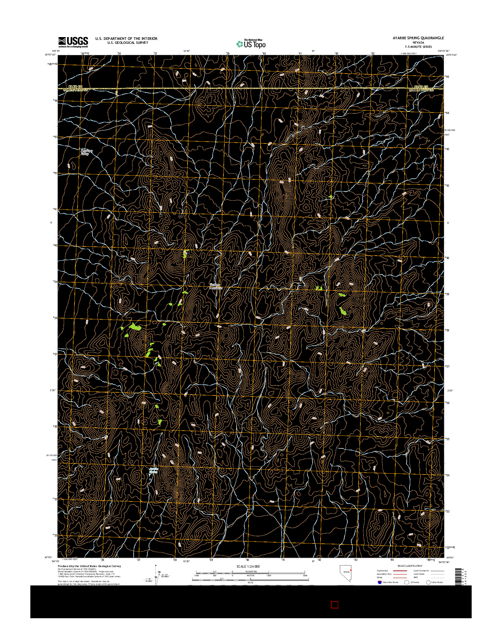 USGS US TOPO 7.5-MINUTE MAP FOR AYARBE SPRING, NV 2014