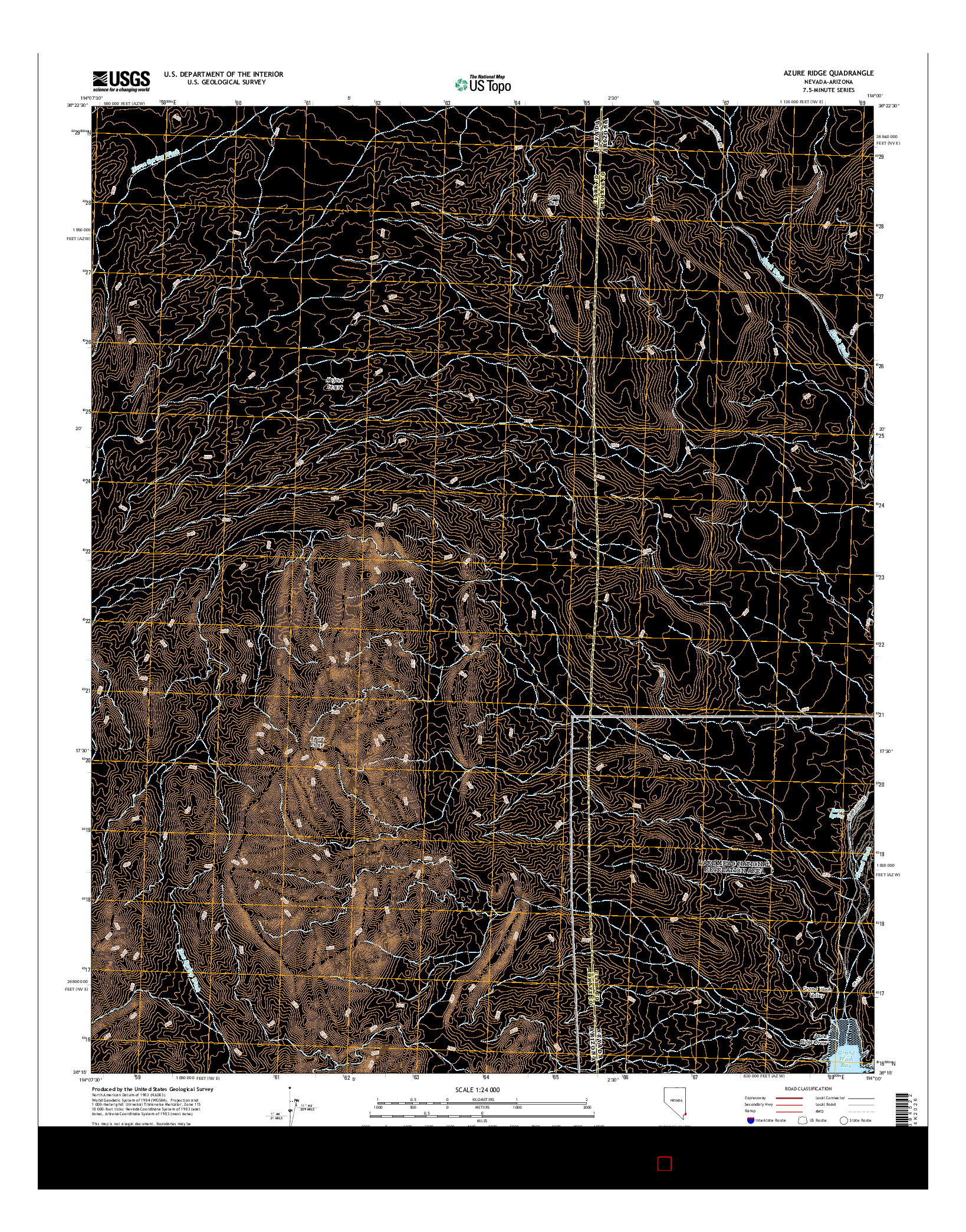 USGS US TOPO 7.5-MINUTE MAP FOR AZURE RIDGE, NV-AZ 2014