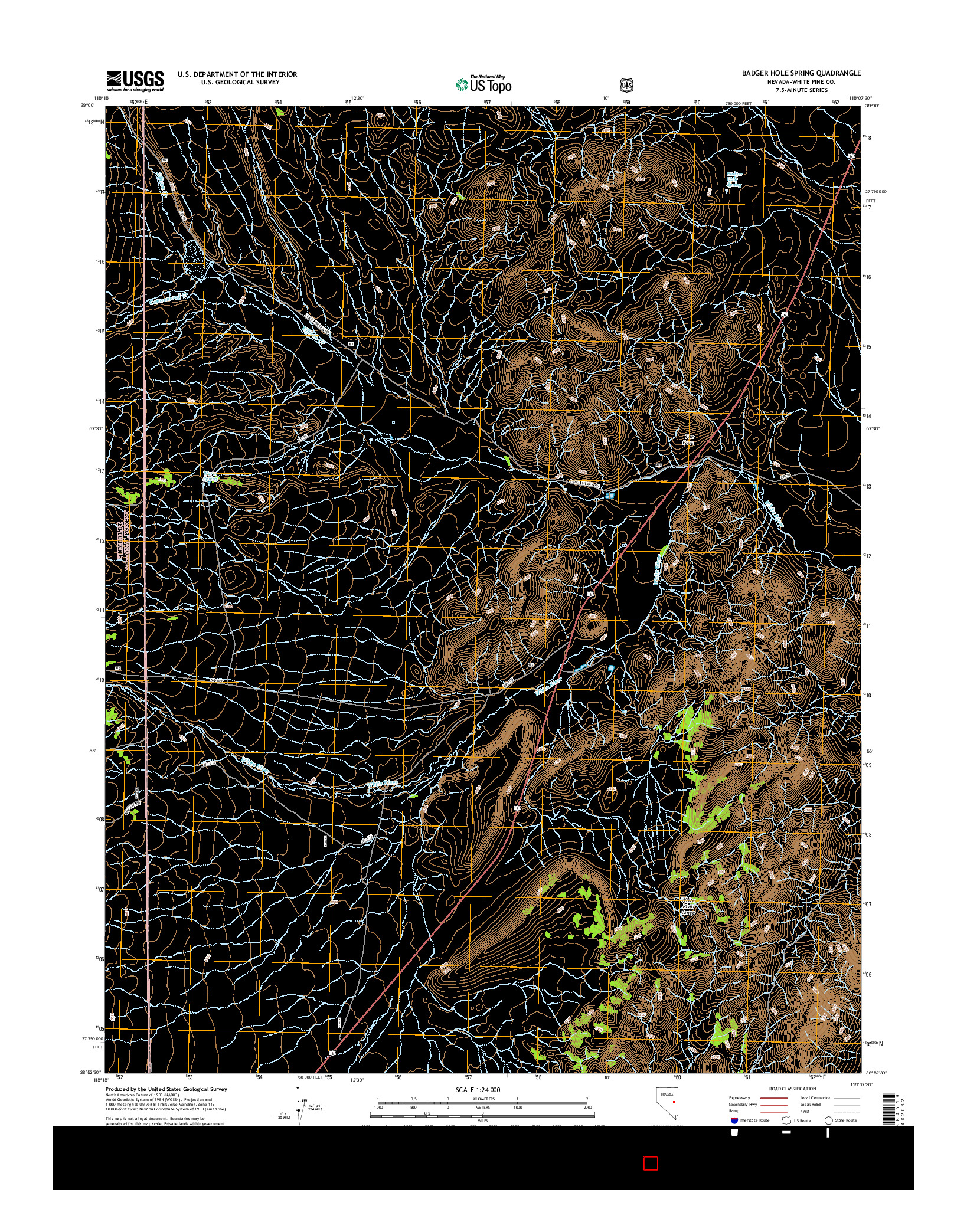 USGS US TOPO 7.5-MINUTE MAP FOR BADGER HOLE SPRING, NV 2014