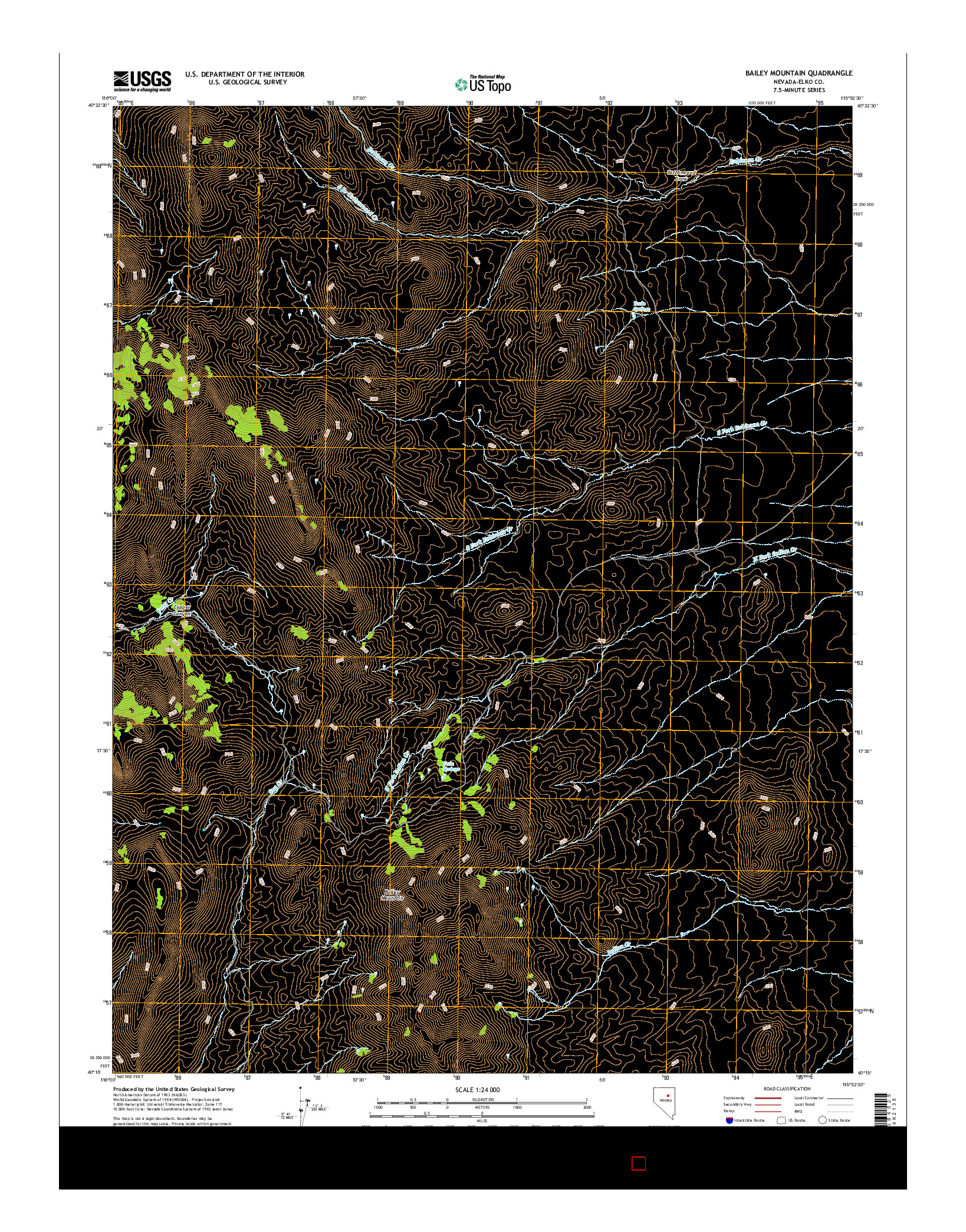 USGS US TOPO 7.5-MINUTE MAP FOR BAILEY MOUNTAIN, NV 2014