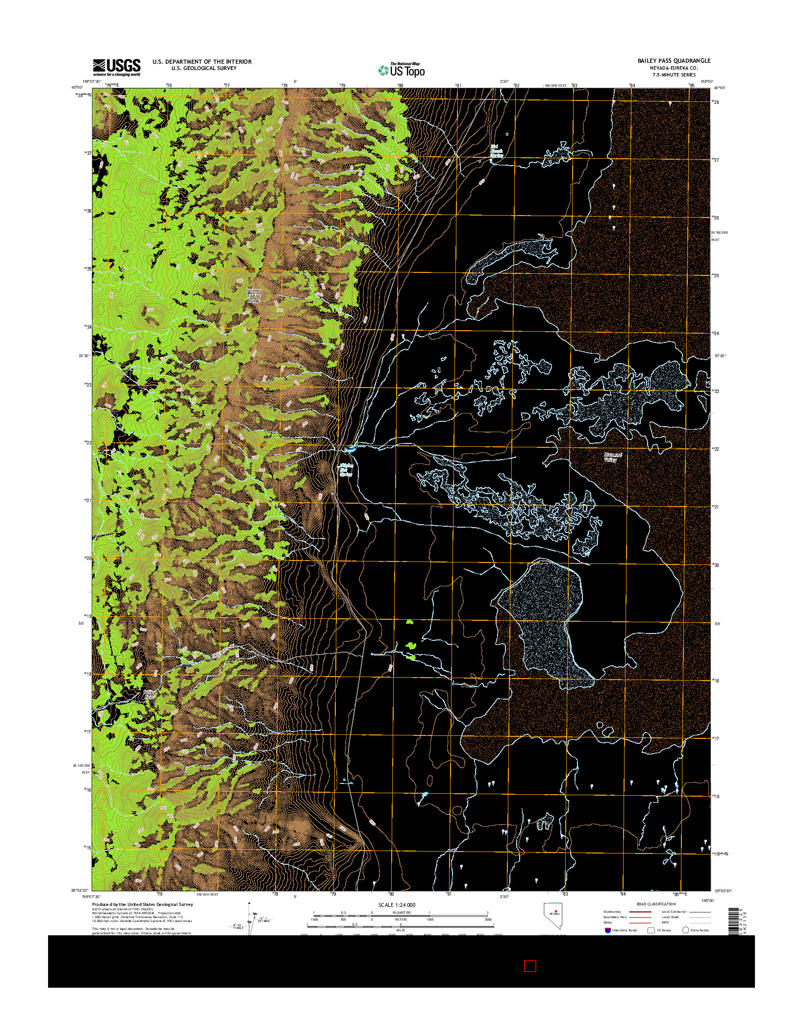 USGS US TOPO 7.5-MINUTE MAP FOR BAILEY PASS, NV 2014