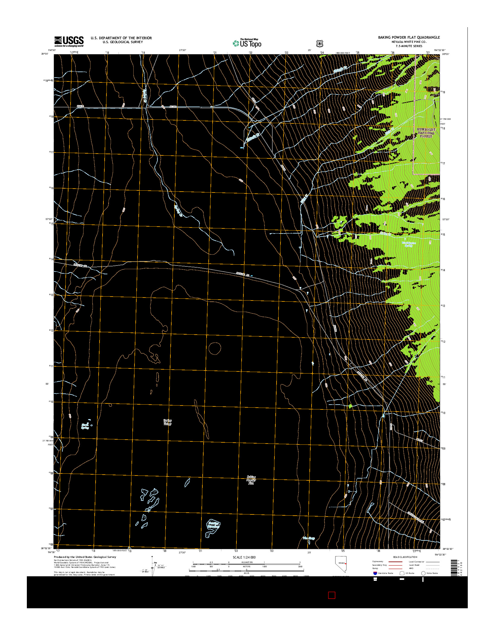 USGS US TOPO 7.5-MINUTE MAP FOR BAKING POWDER FLAT, NV 2014