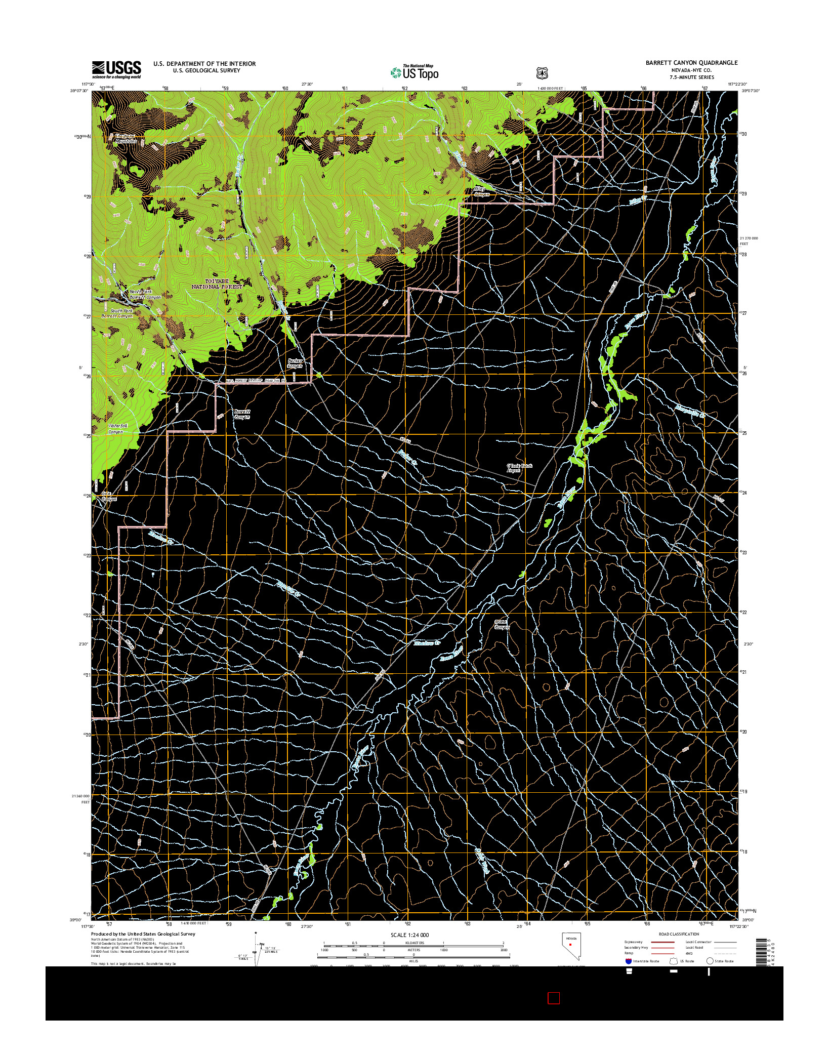 USGS US TOPO 7.5-MINUTE MAP FOR BARRETT CANYON, NV 2014