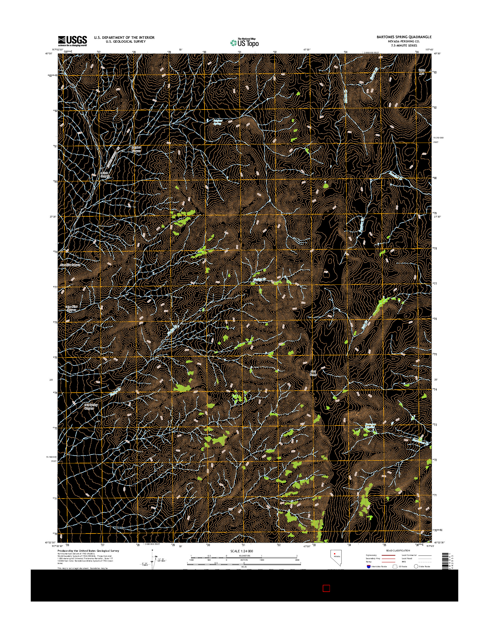 USGS US TOPO 7.5-MINUTE MAP FOR BARTOMES SPRING, NV 2014