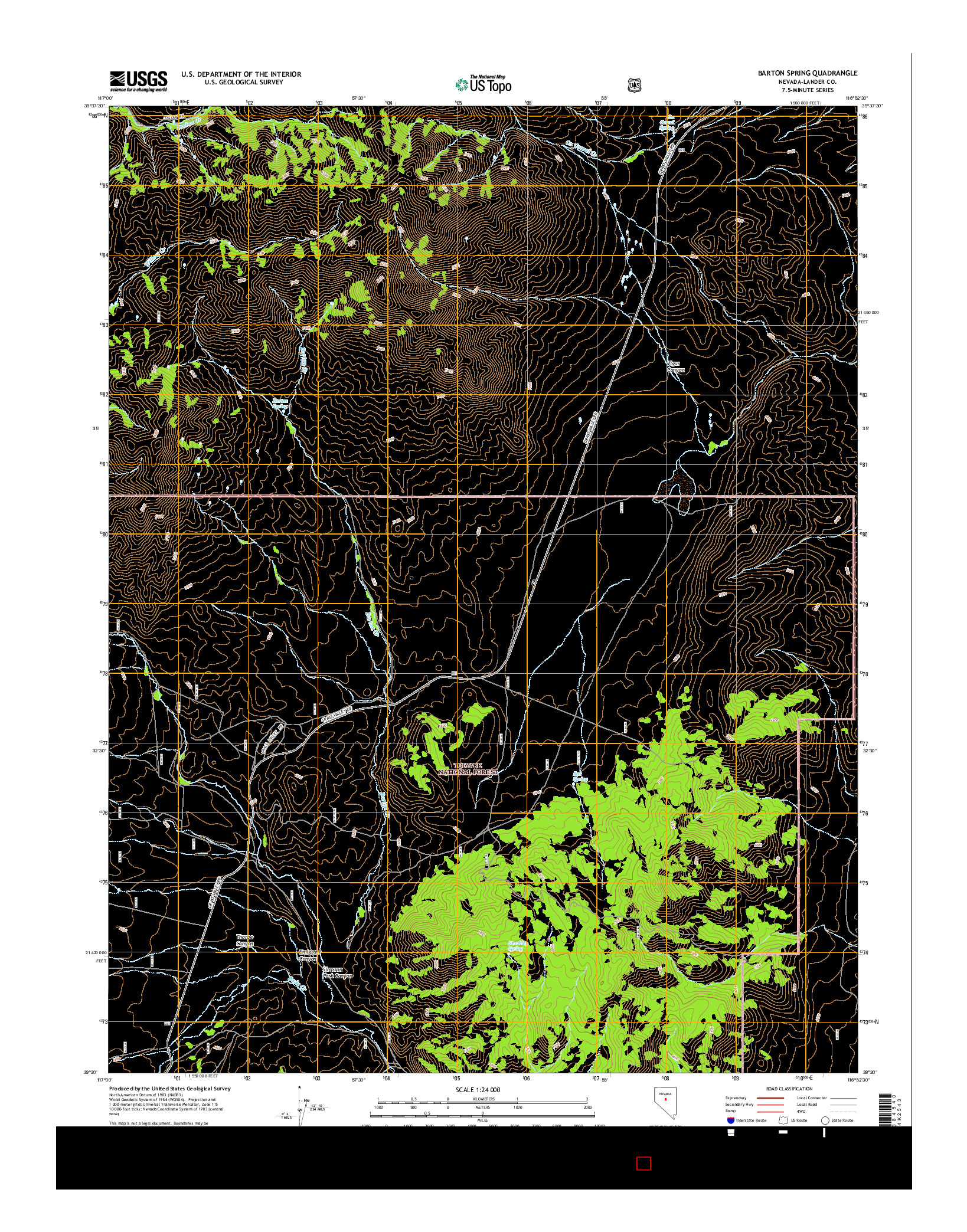 USGS US TOPO 7.5-MINUTE MAP FOR BARTON SPRING, NV 2014