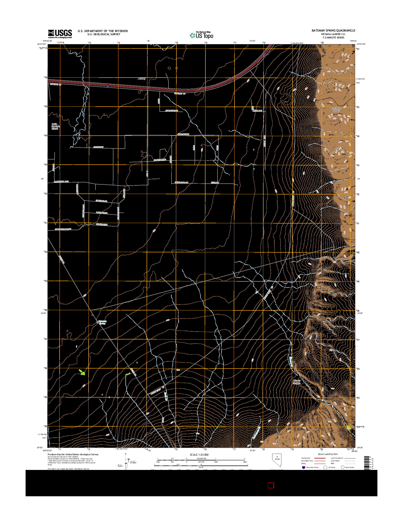 USGS US TOPO 7.5-MINUTE MAP FOR BATEMAN SPRING, NV 2014