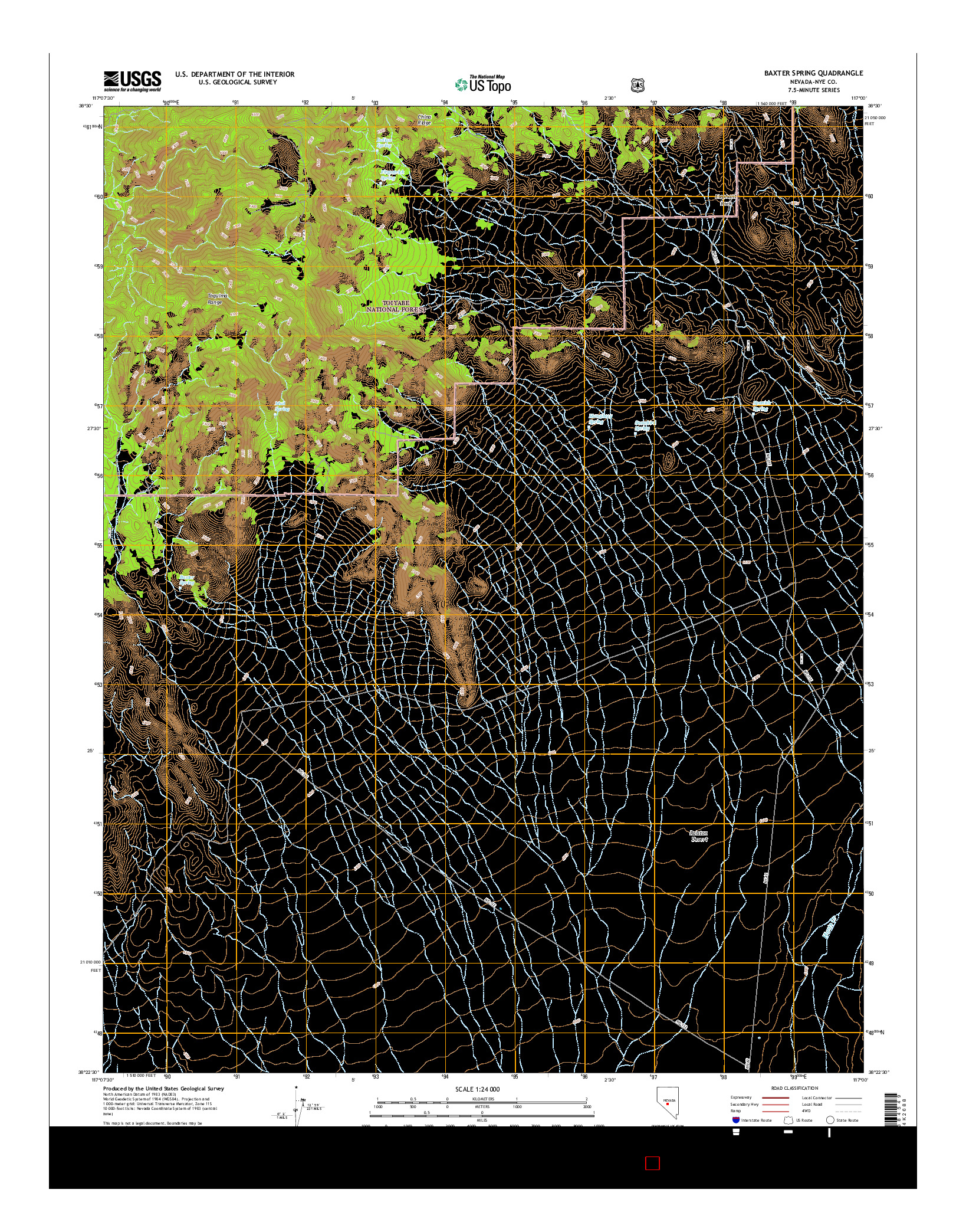 USGS US TOPO 7.5-MINUTE MAP FOR BAXTER SPRING, NV 2014