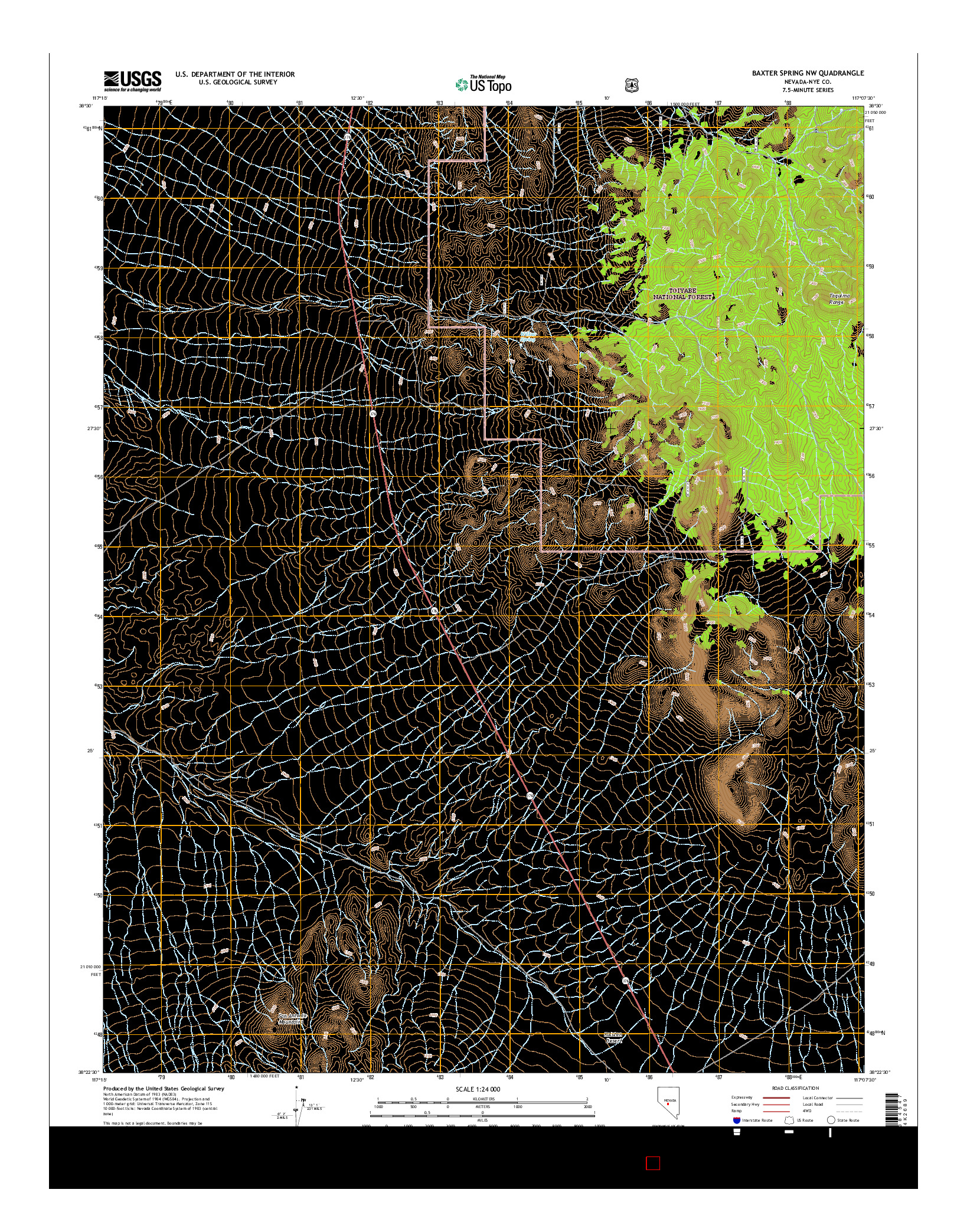 USGS US TOPO 7.5-MINUTE MAP FOR BAXTER SPRING NW, NV 2014