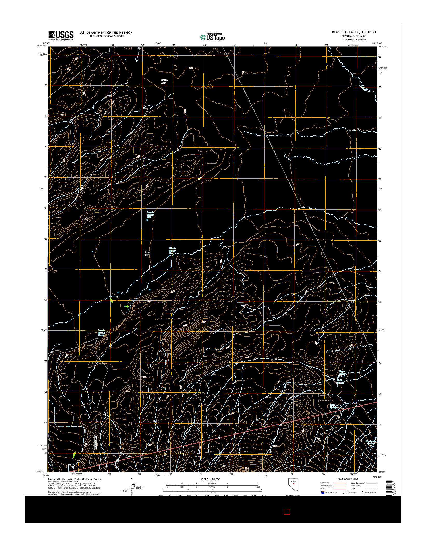 USGS US TOPO 7.5-MINUTE MAP FOR BEAN FLAT EAST, NV 2014