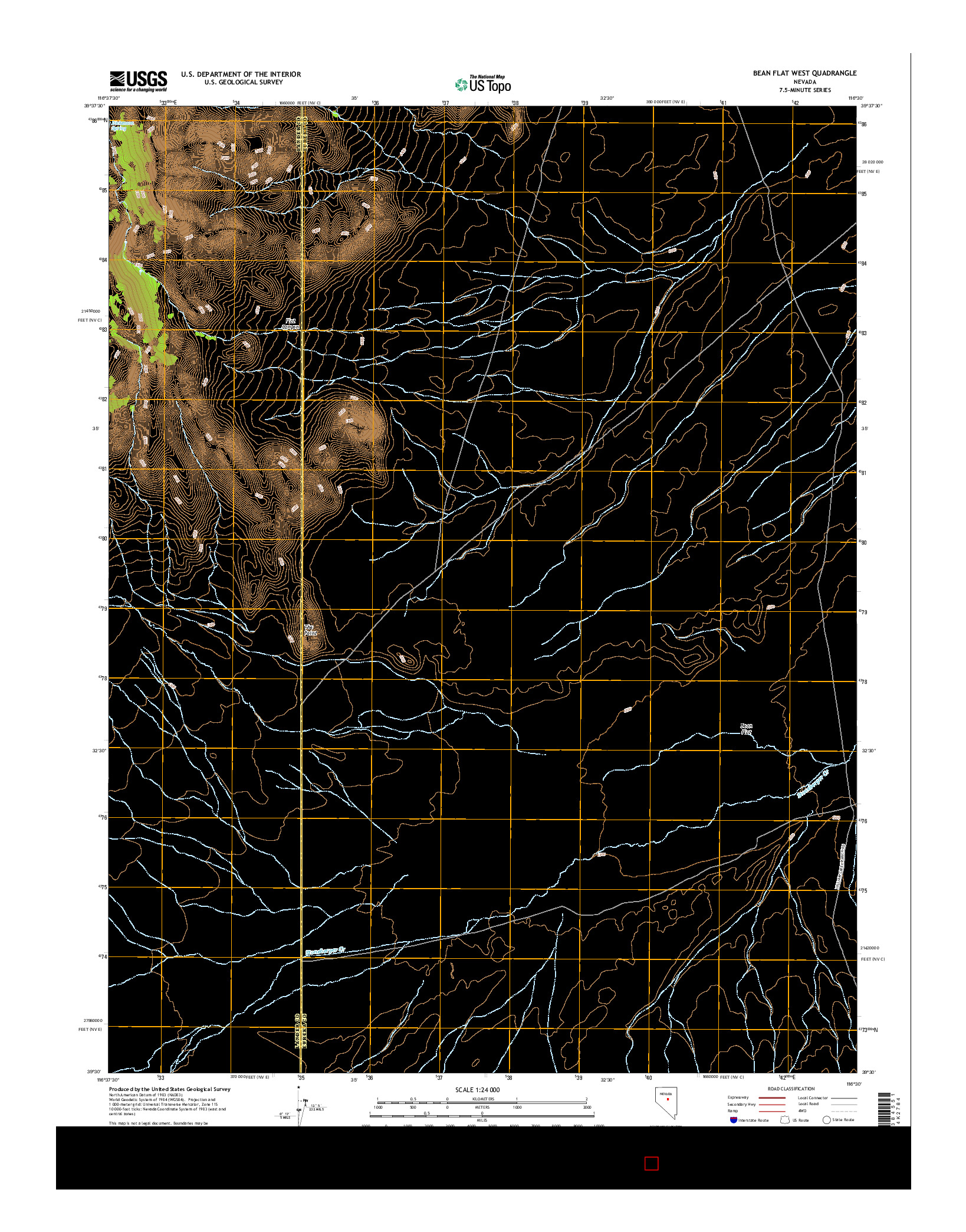 USGS US TOPO 7.5-MINUTE MAP FOR BEAN FLAT WEST, NV 2014