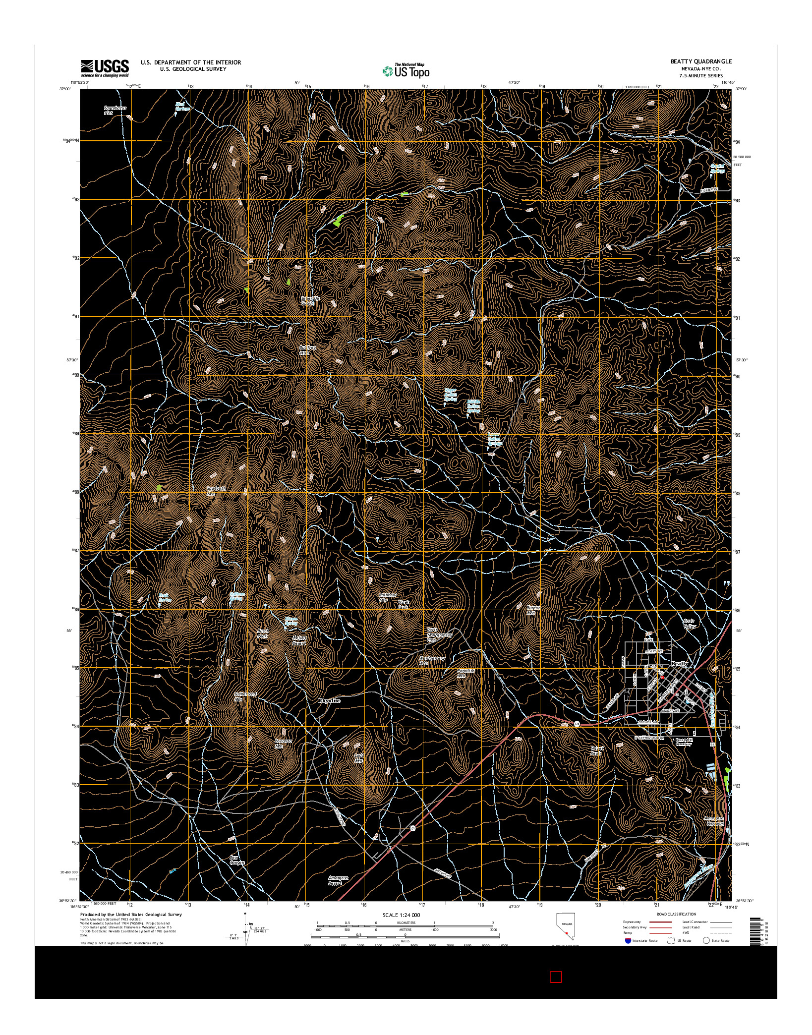 USGS US TOPO 7.5-MINUTE MAP FOR BEATTY, NV 2014