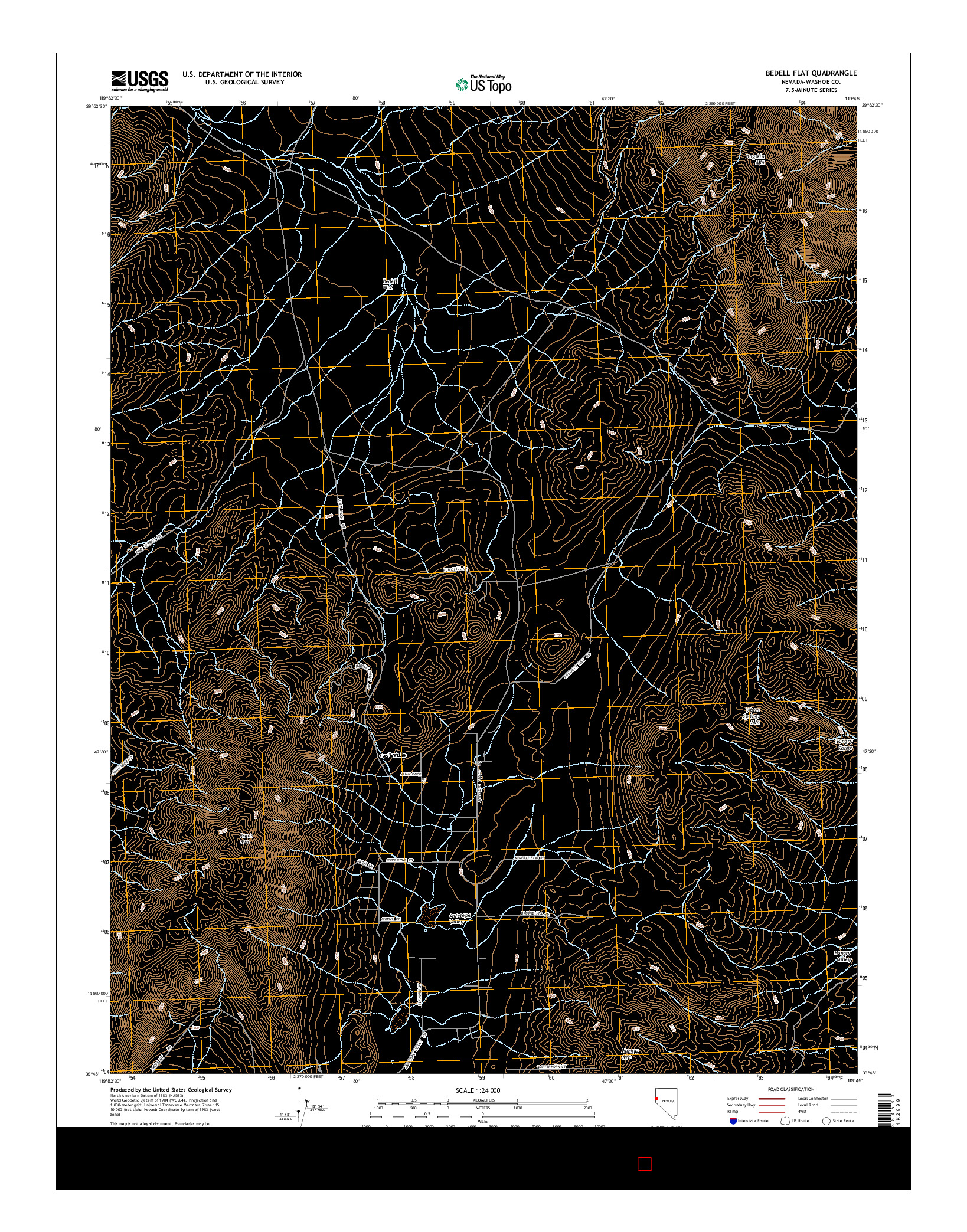 USGS US TOPO 7.5-MINUTE MAP FOR BEDELL FLAT, NV 2014