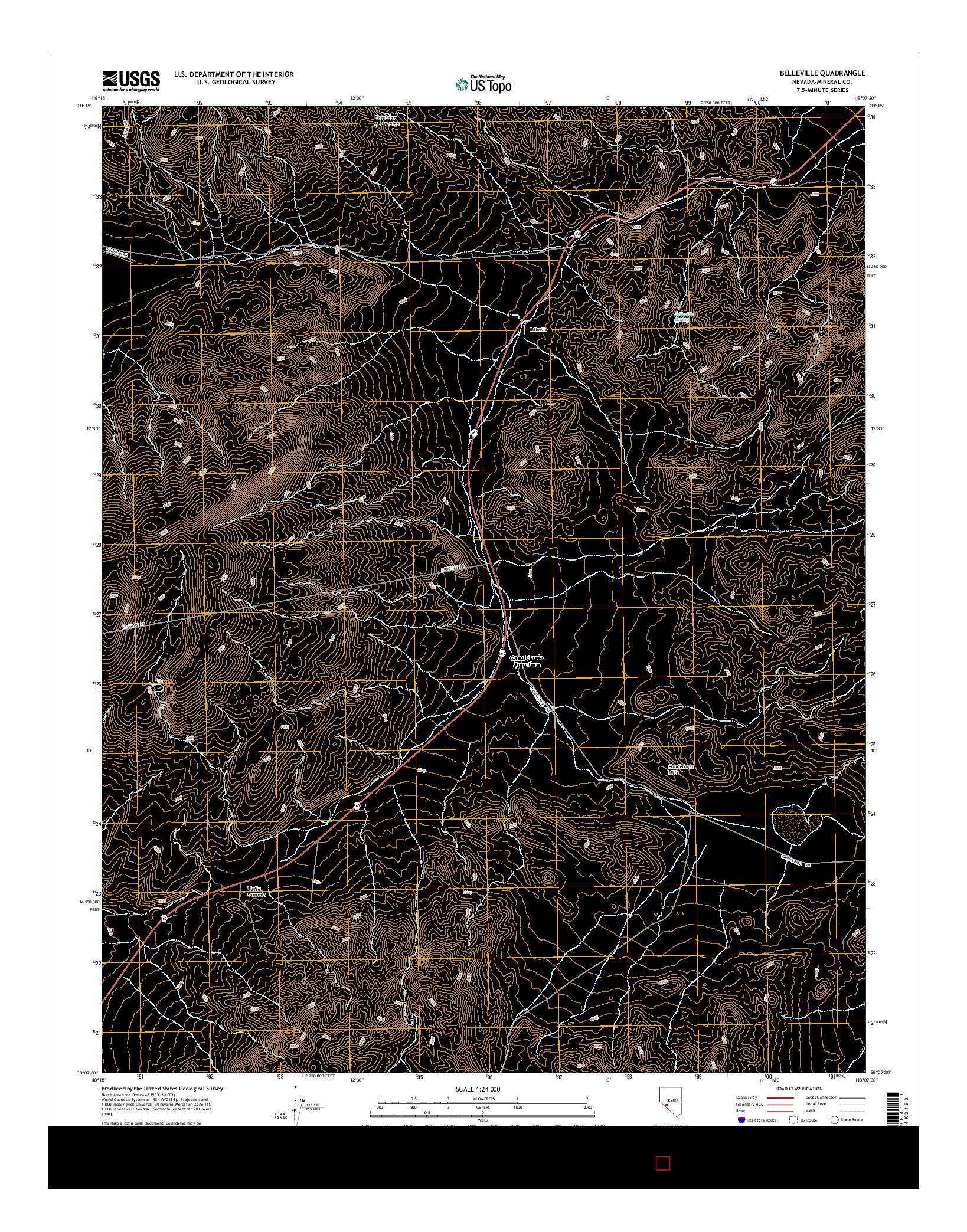 USGS US TOPO 7.5-MINUTE MAP FOR BELLEVILLE, NV 2014