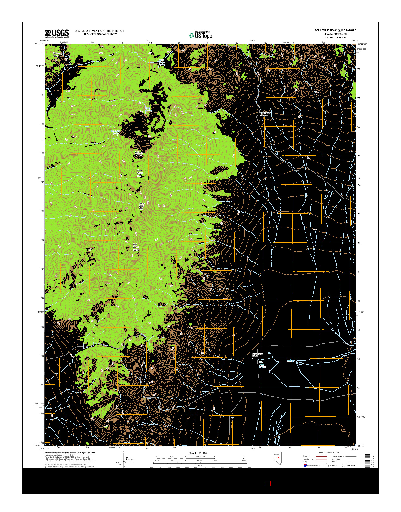 USGS US TOPO 7.5-MINUTE MAP FOR BELLEVUE PEAK, NV 2014