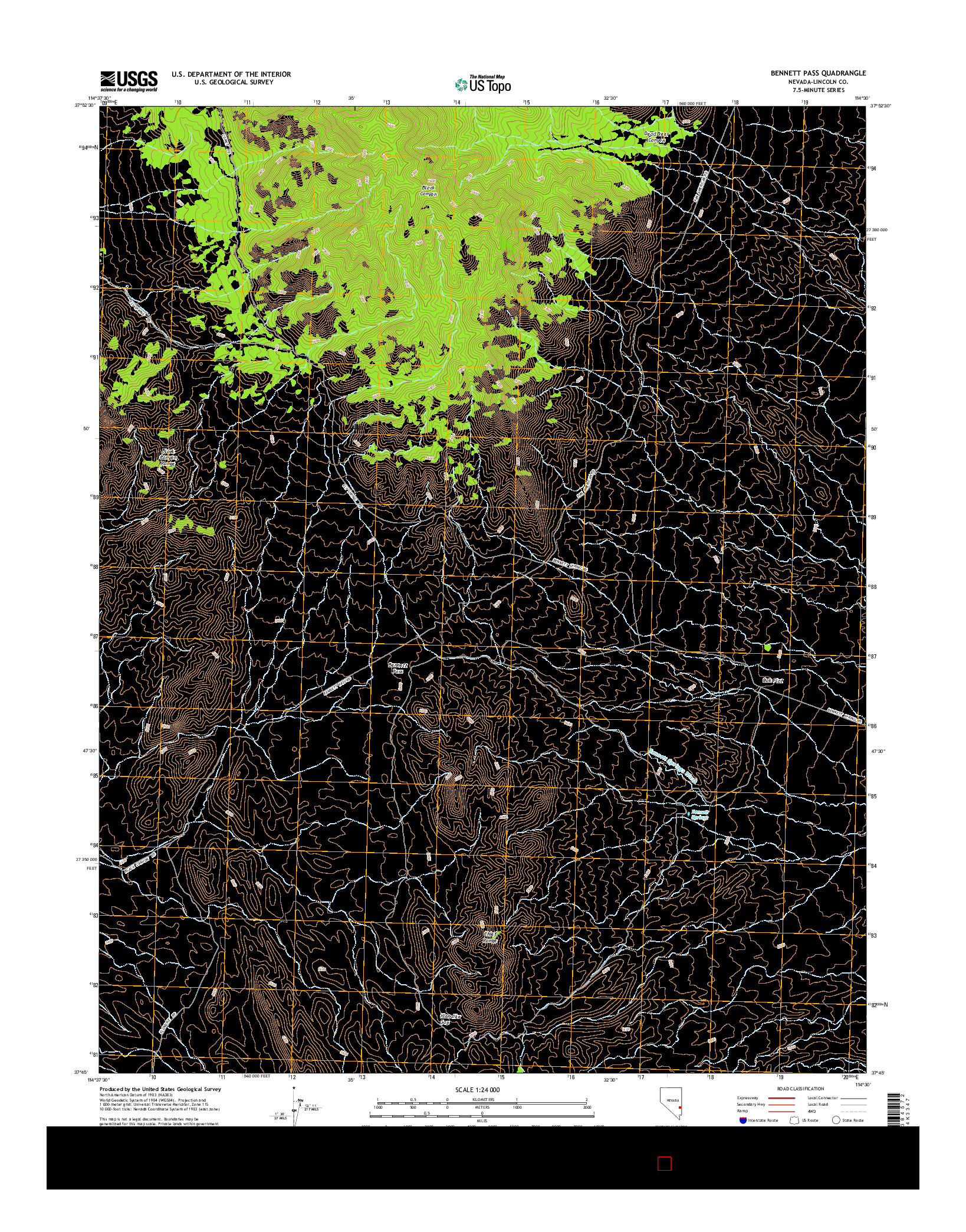 USGS US TOPO 7.5-MINUTE MAP FOR BENNETT PASS, NV 2014