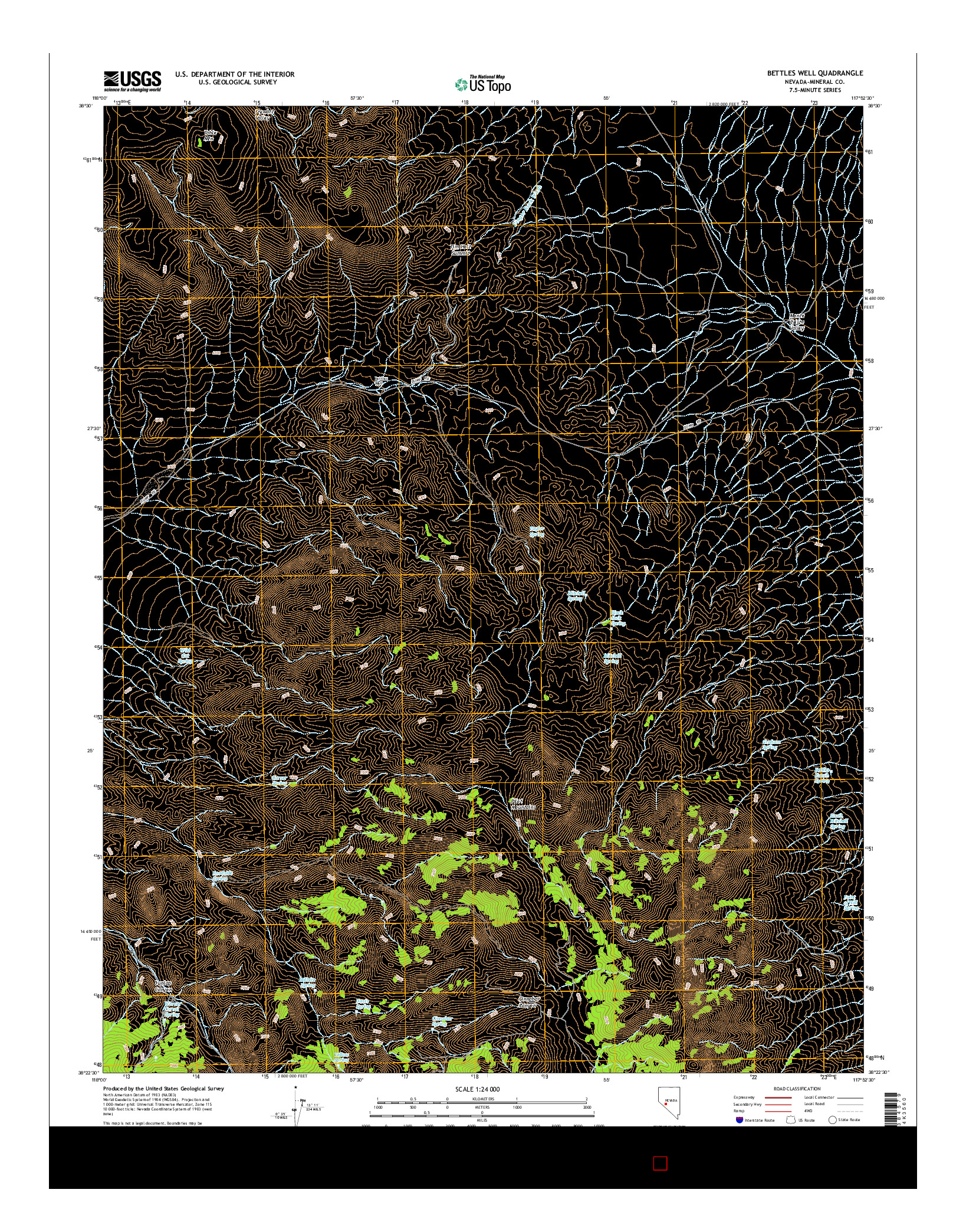 USGS US TOPO 7.5-MINUTE MAP FOR BETTLES WELL, NV 2014
