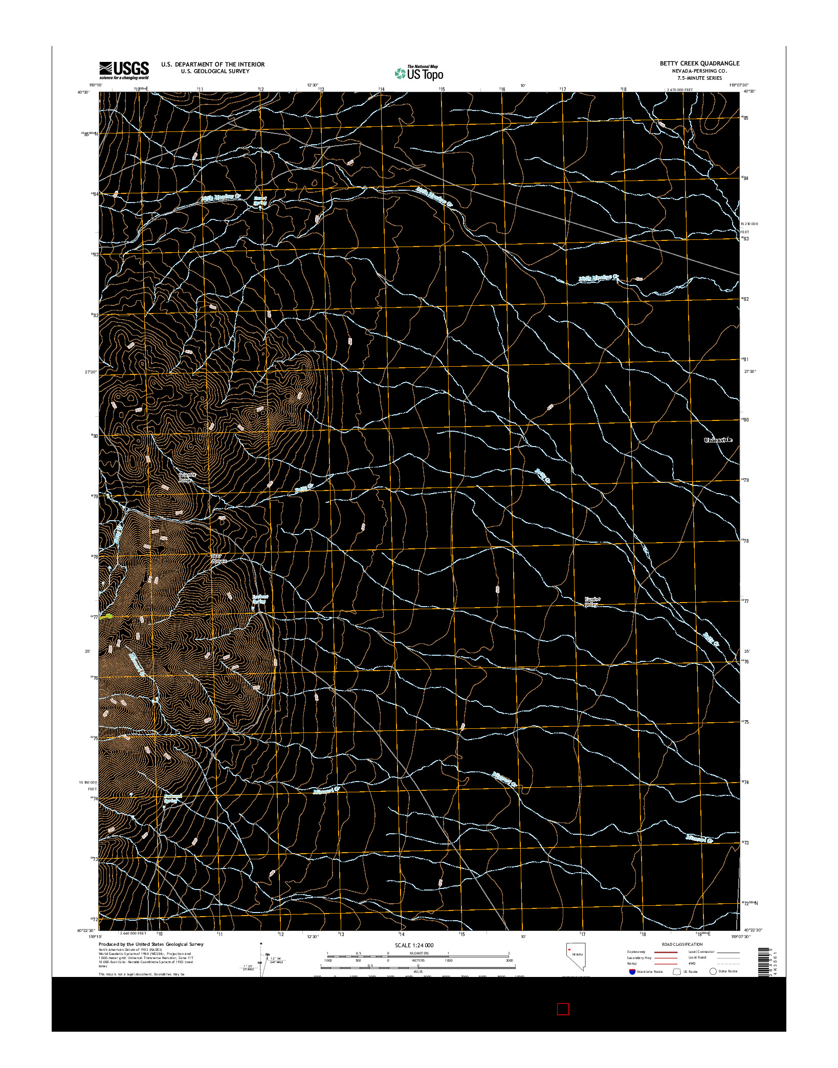 USGS US TOPO 7.5-MINUTE MAP FOR BETTY CREEK, NV 2014