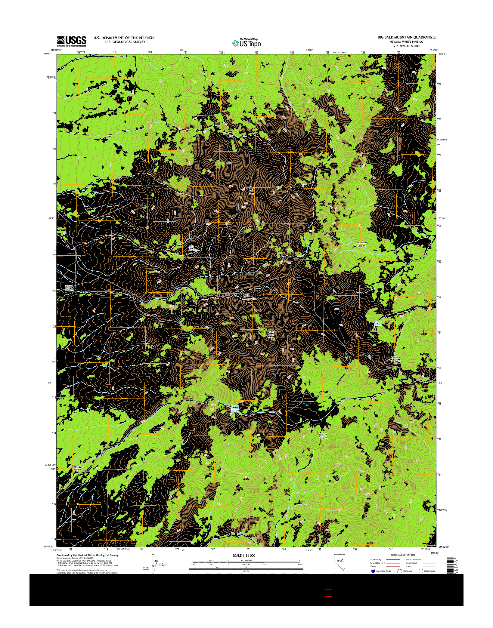 USGS US TOPO 7.5-MINUTE MAP FOR BIG BALD MOUNTAIN, NV 2014