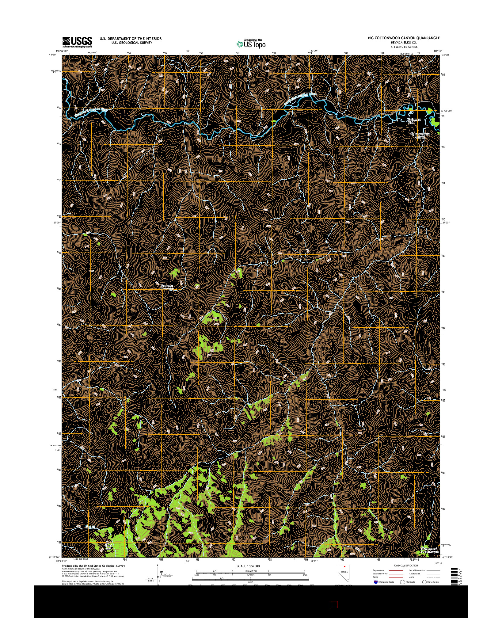 USGS US TOPO 7.5-MINUTE MAP FOR BIG COTTONWOOD CANYON, NV 2014