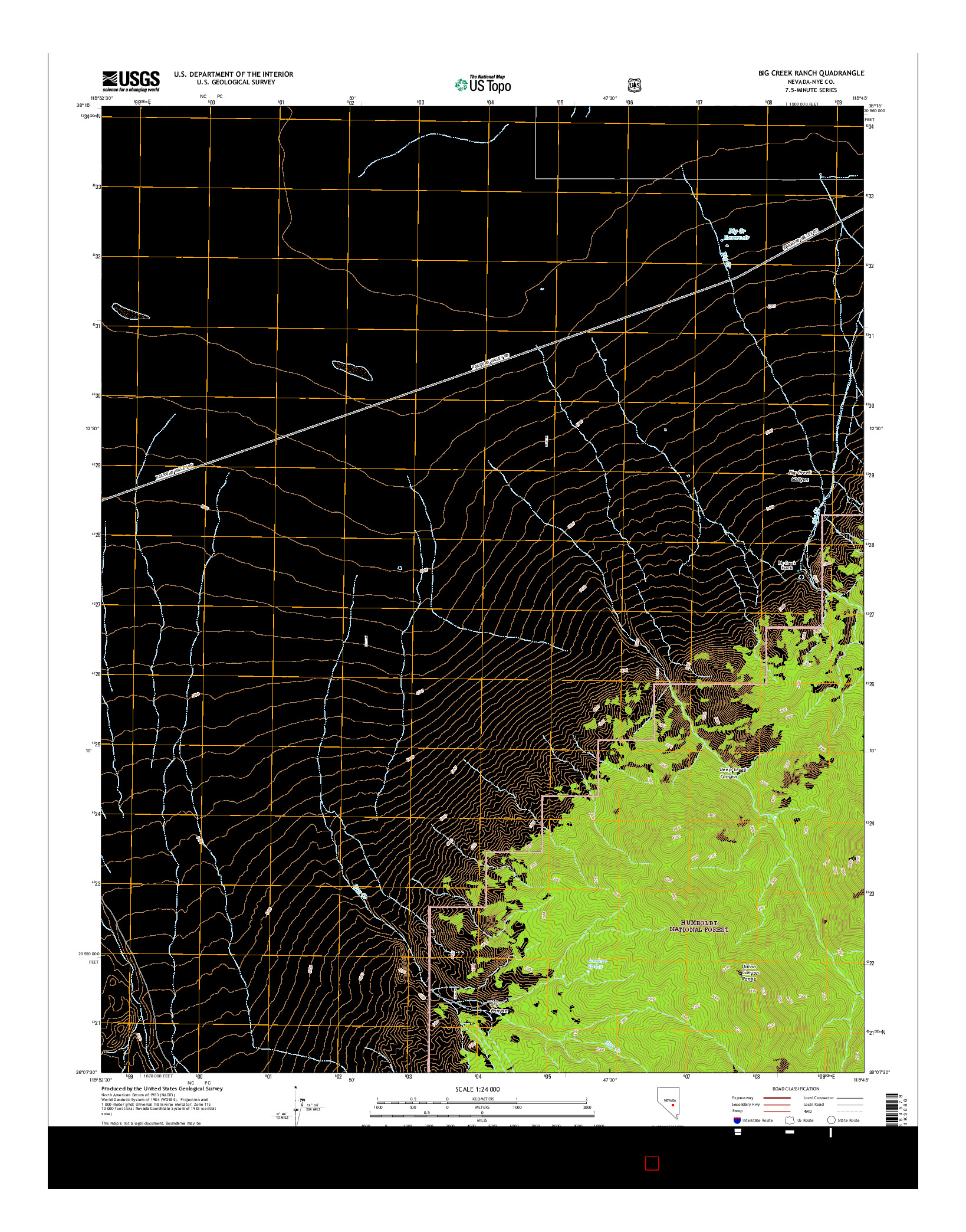 USGS US TOPO 7.5-MINUTE MAP FOR BIG CREEK RANCH, NV 2014