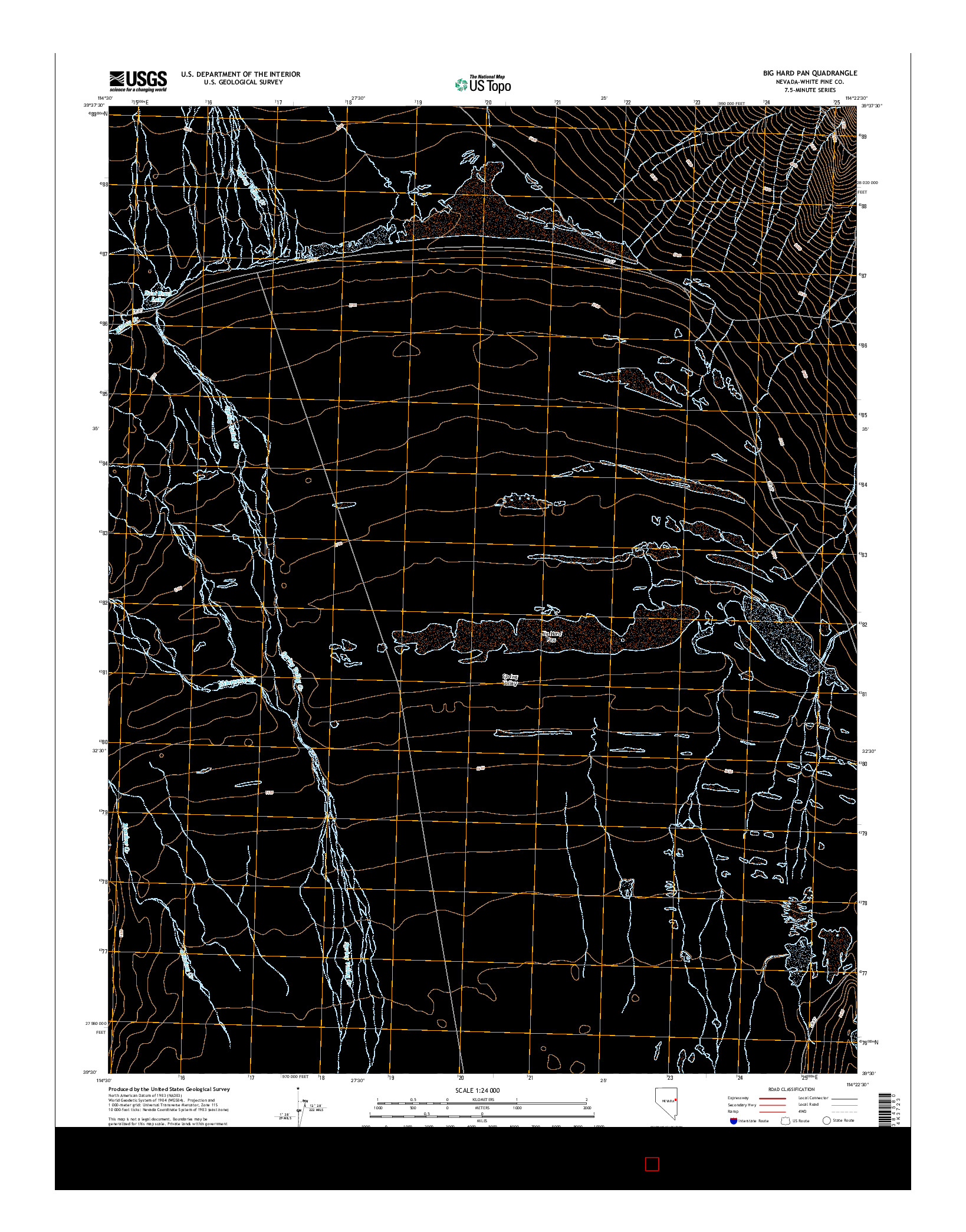 USGS US TOPO 7.5-MINUTE MAP FOR BIG HARD PAN, NV 2014