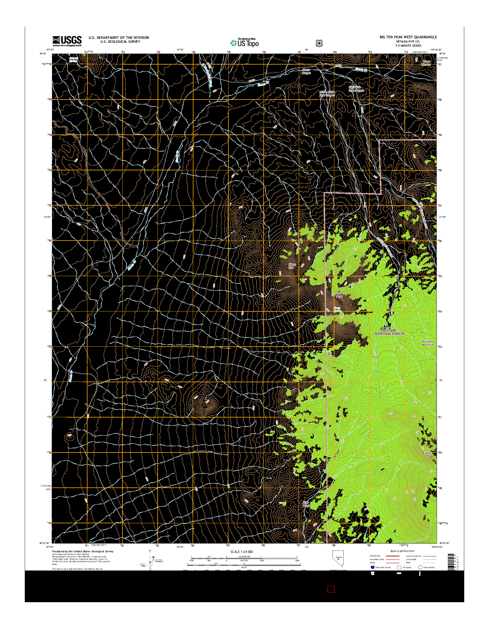 USGS US TOPO 7.5-MINUTE MAP FOR BIG TEN PEAK WEST, NV 2014