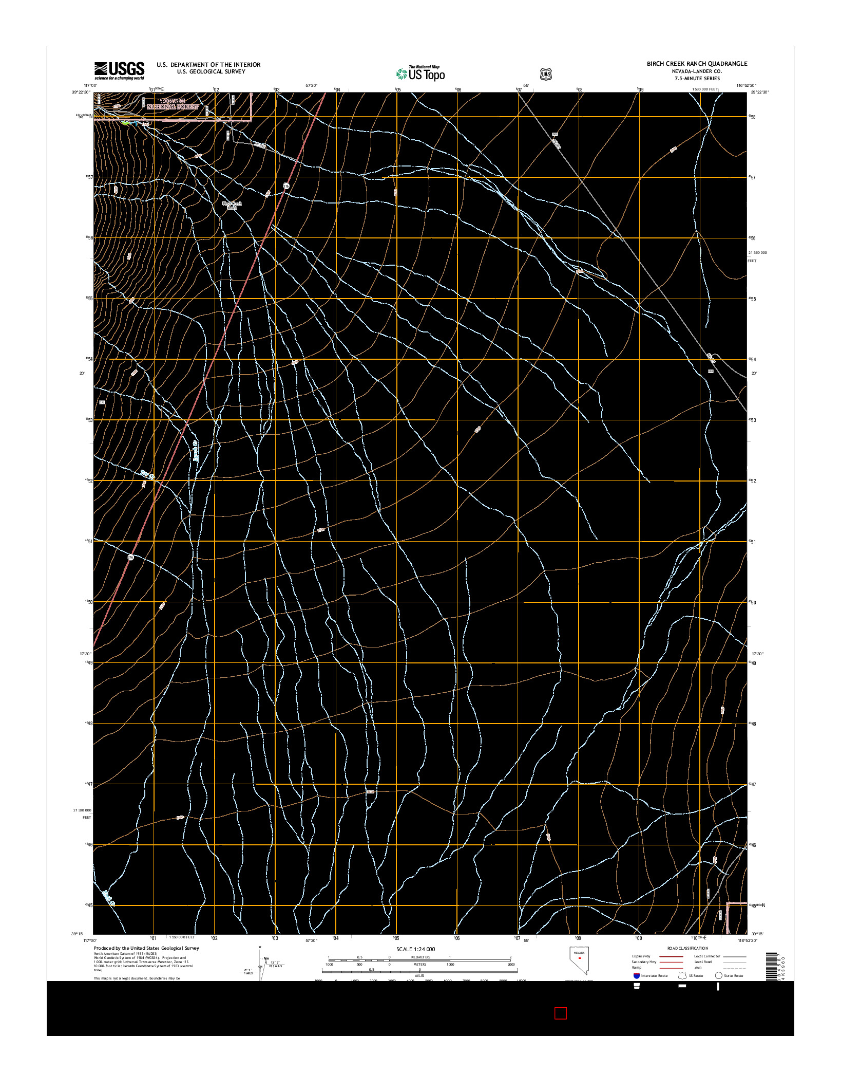 USGS US TOPO 7.5-MINUTE MAP FOR BIRCH CREEK RANCH, NV 2014