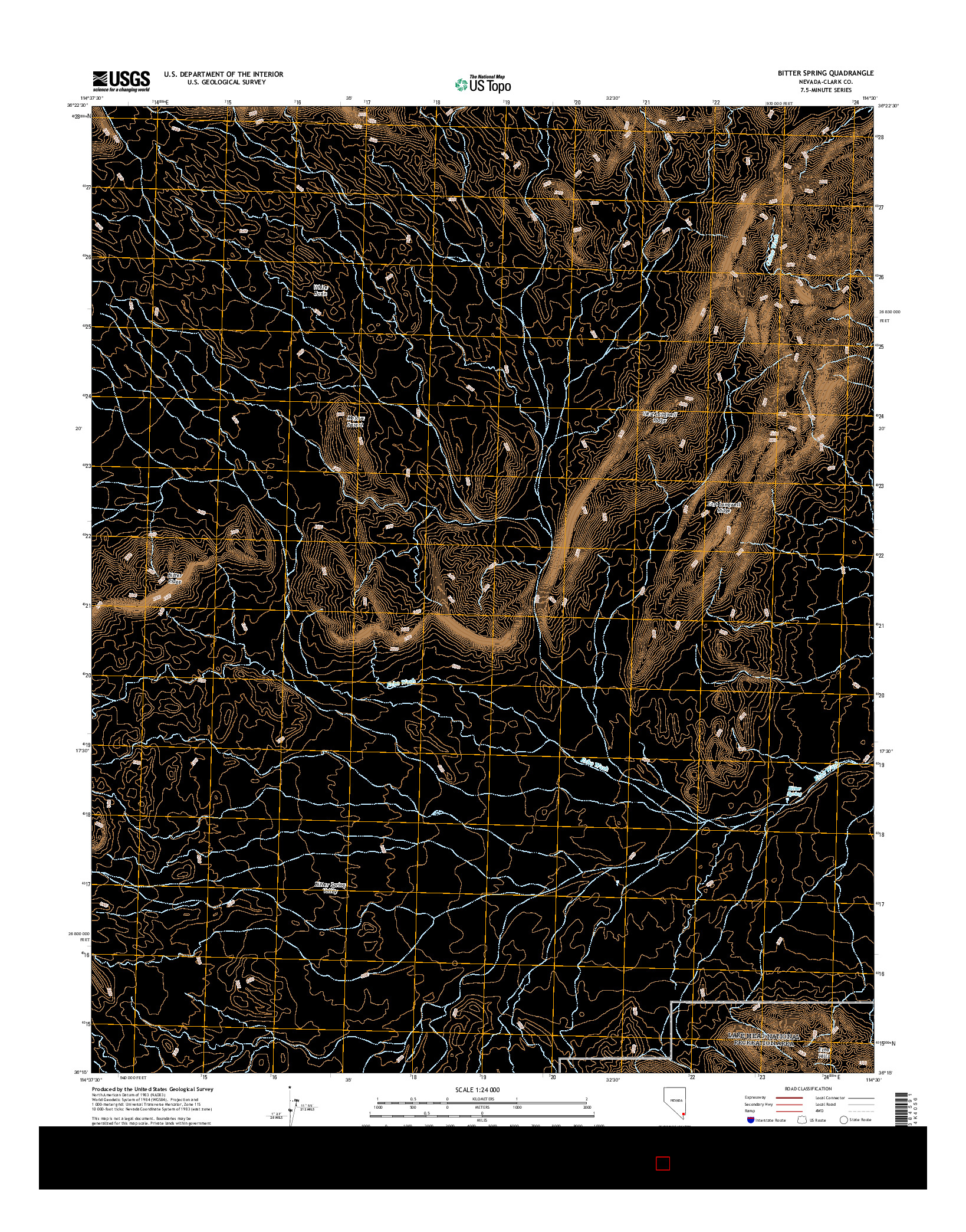 USGS US TOPO 7.5-MINUTE MAP FOR BITTER SPRING, NV 2014