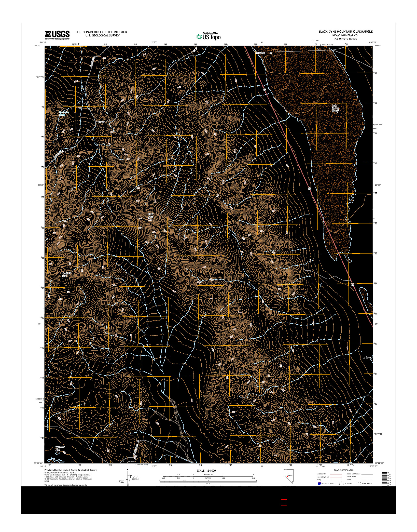 USGS US TOPO 7.5-MINUTE MAP FOR BLACK DYKE MOUNTAIN, NV 2014