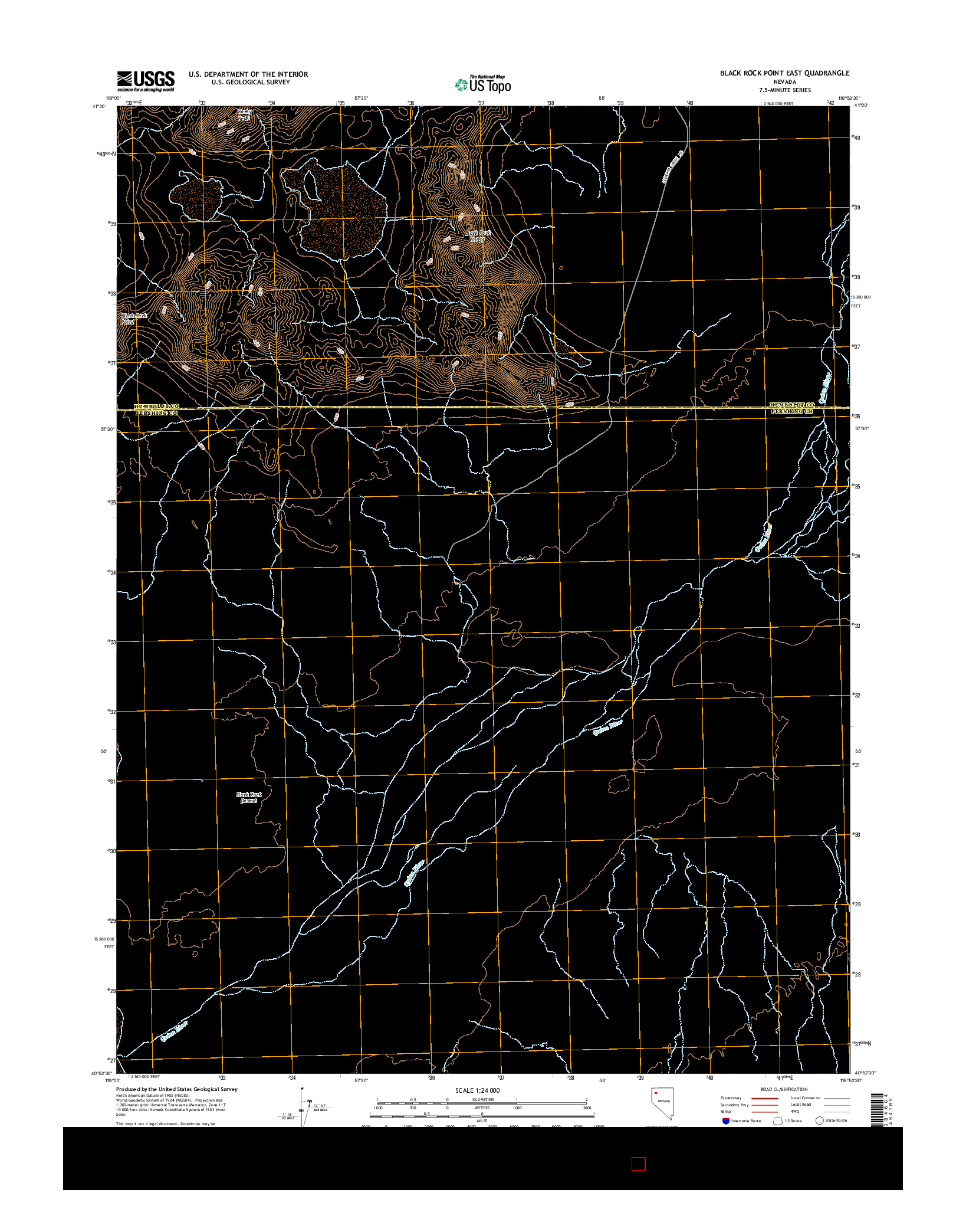 USGS US TOPO 7.5-MINUTE MAP FOR BLACK ROCK POINT EAST, NV 2014