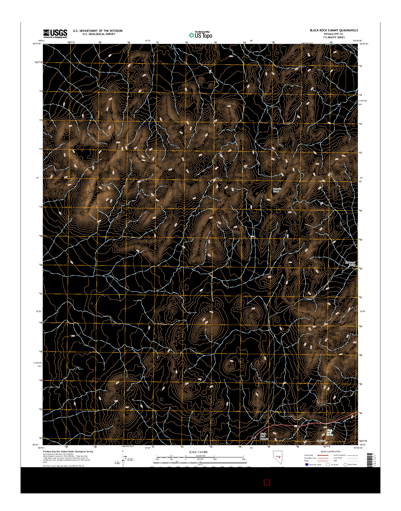 USGS US TOPO 7.5-MINUTE MAP FOR BLACK ROCK SUMMIT, NV 2014