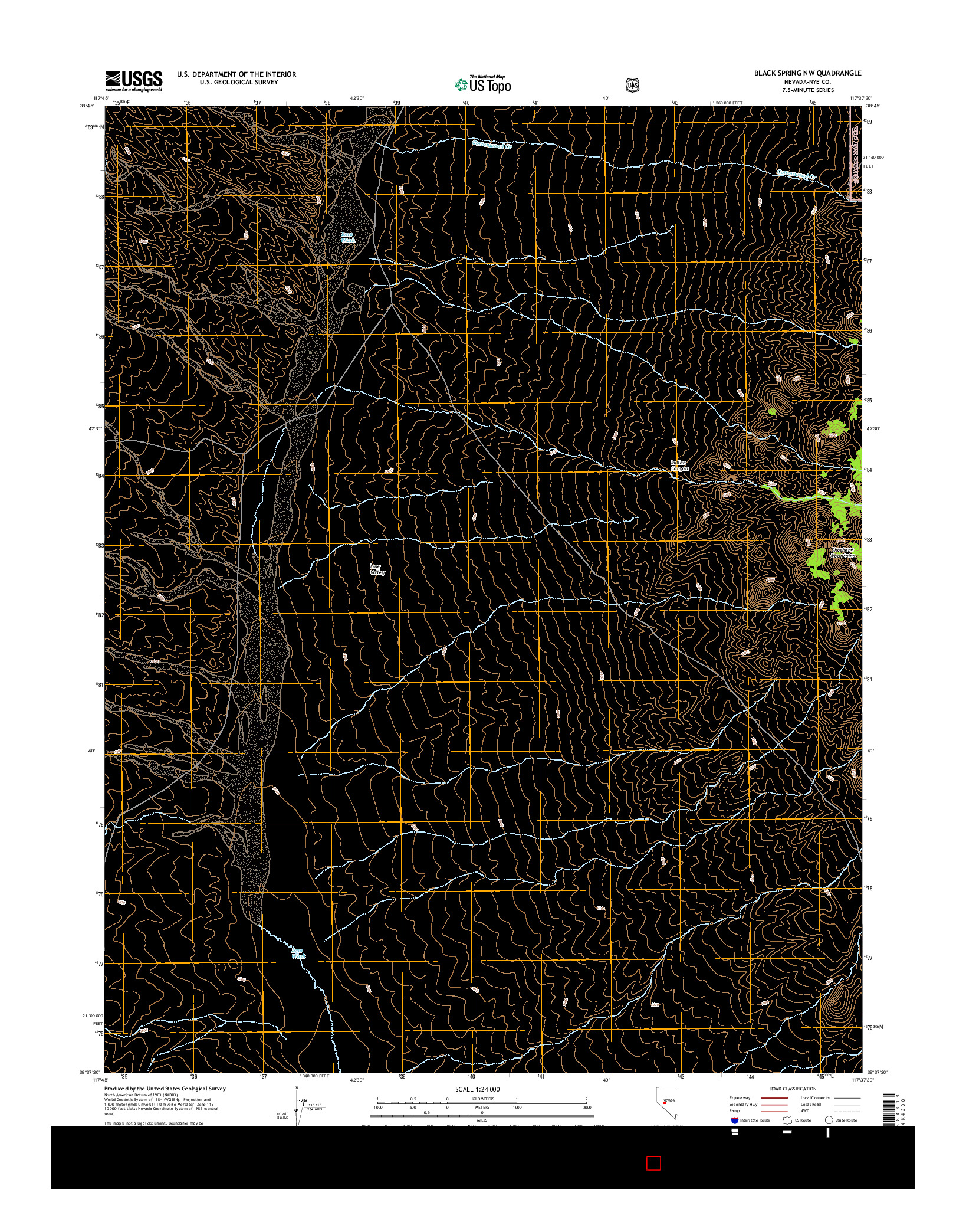 USGS US TOPO 7.5-MINUTE MAP FOR BLACK SPRING NW, NV 2014