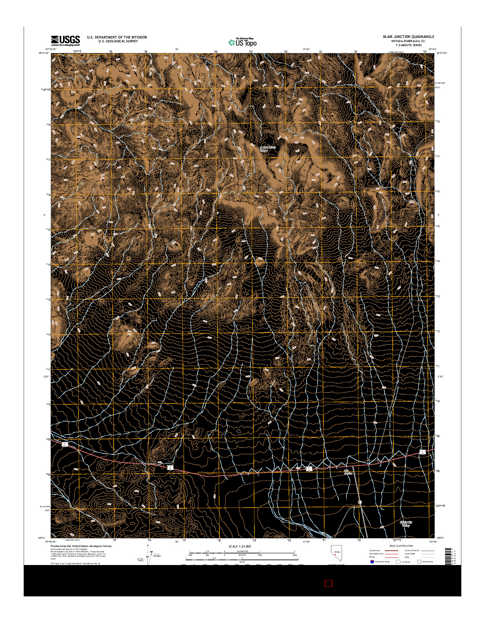 USGS US TOPO 7.5-MINUTE MAP FOR BLAIR JUNCTION, NV 2014