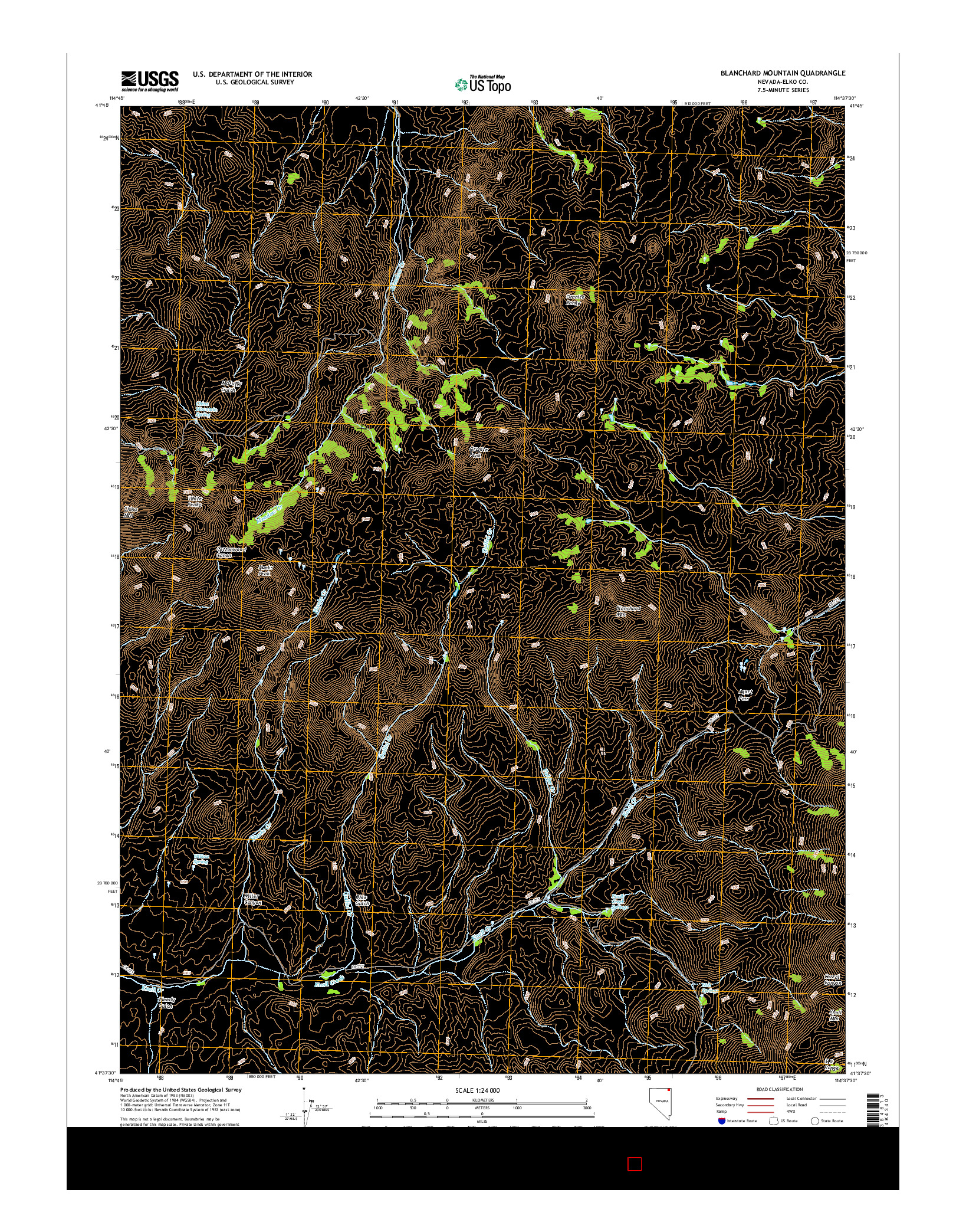 USGS US TOPO 7.5-MINUTE MAP FOR BLANCHARD MOUNTAIN, NV 2014