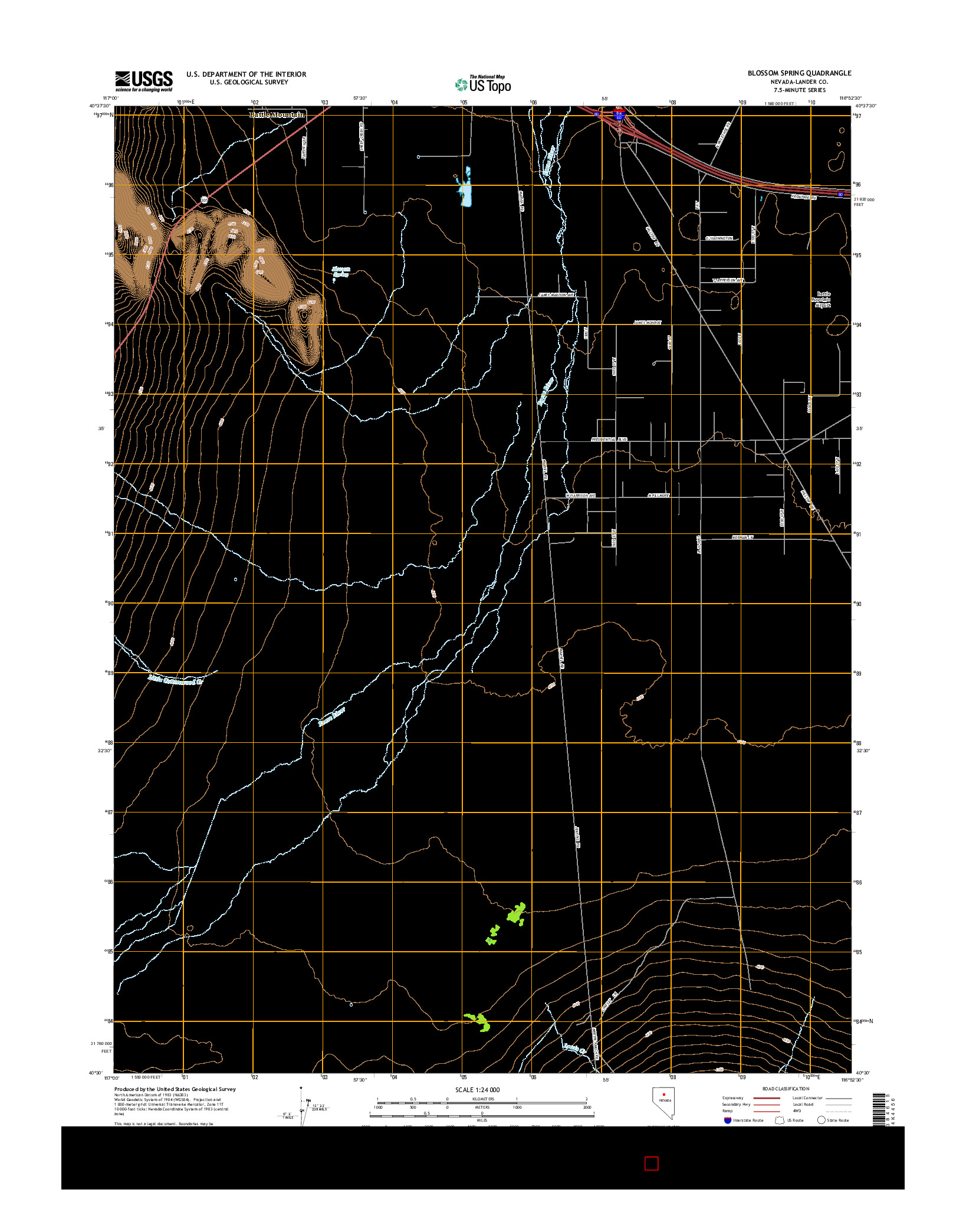 USGS US TOPO 7.5-MINUTE MAP FOR BLOSSOM SPRING, NV 2014