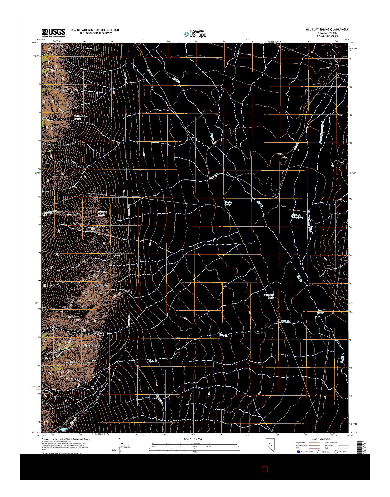 USGS US TOPO 7.5-MINUTE MAP FOR BLUE JAY SPRING, NV 2014