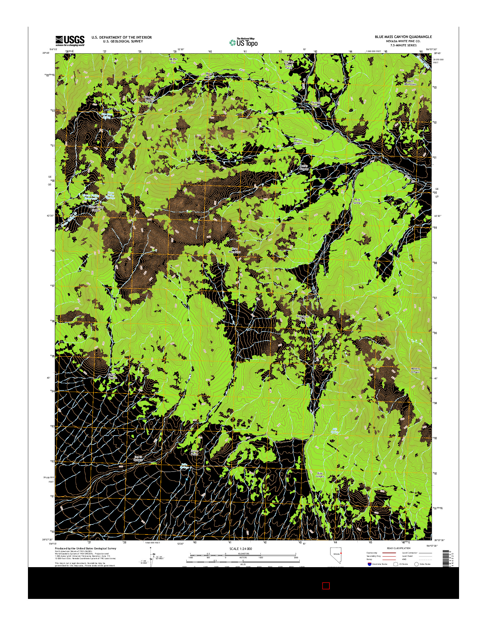 USGS US TOPO 7.5-MINUTE MAP FOR BLUE MASS CANYON, NV 2014