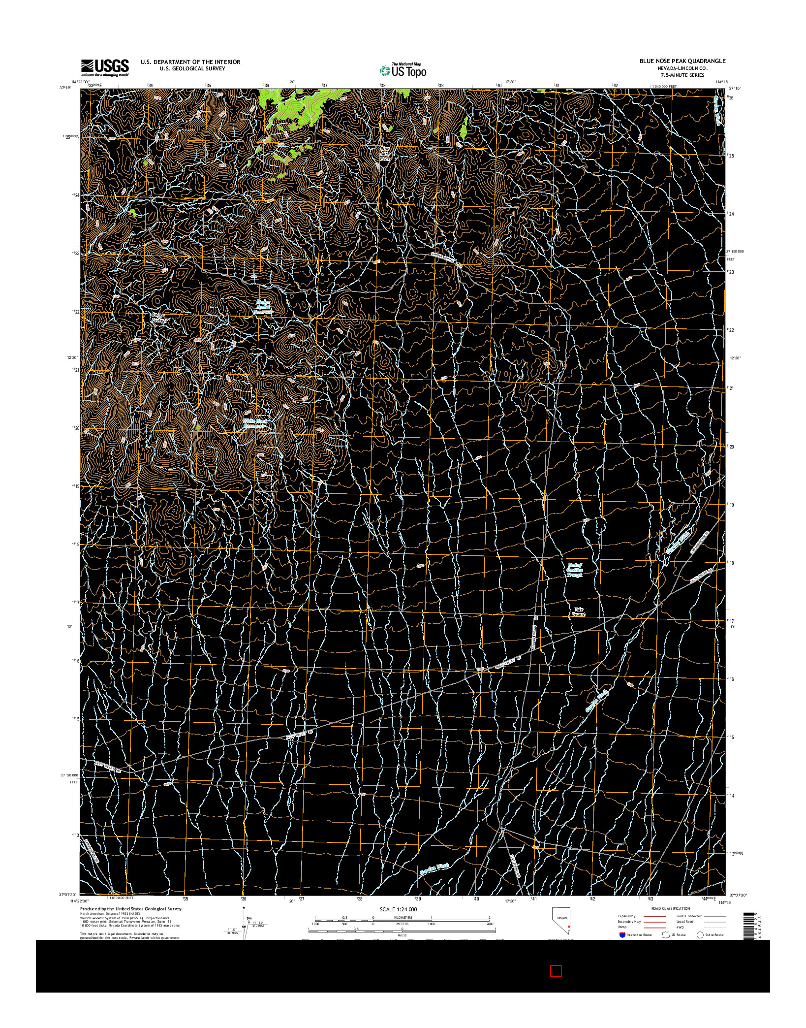 USGS US TOPO 7.5-MINUTE MAP FOR BLUE NOSE PEAK, NV 2014