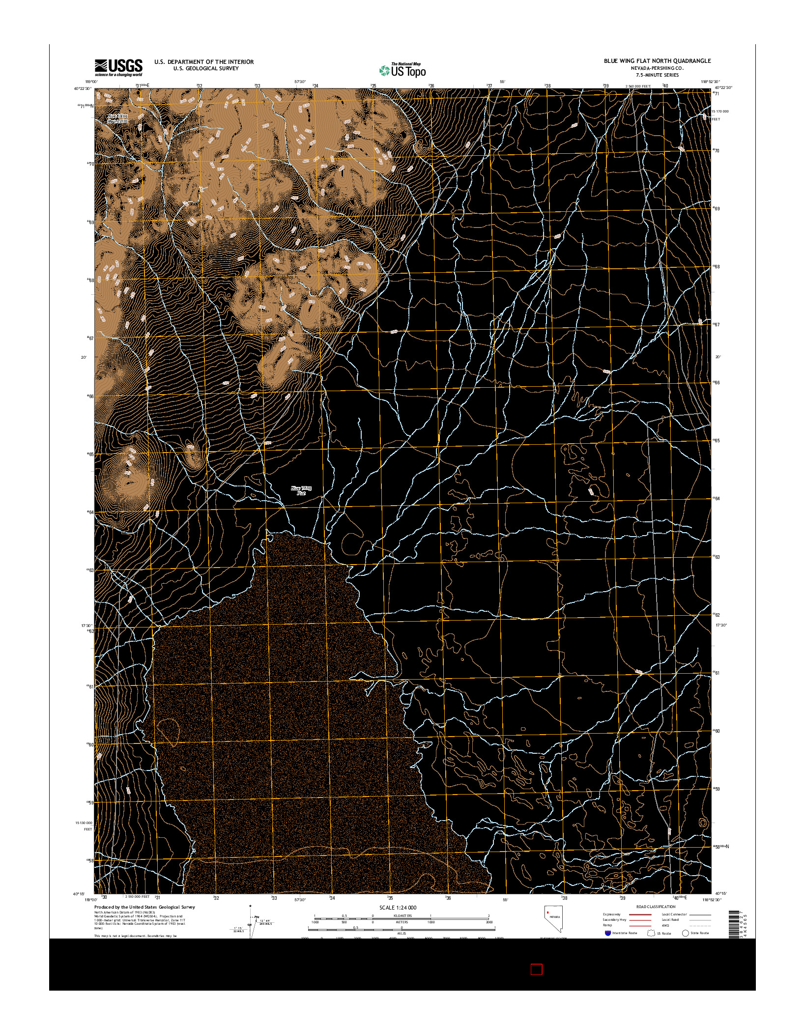 USGS US TOPO 7.5-MINUTE MAP FOR BLUE WING FLAT NORTH, NV 2014