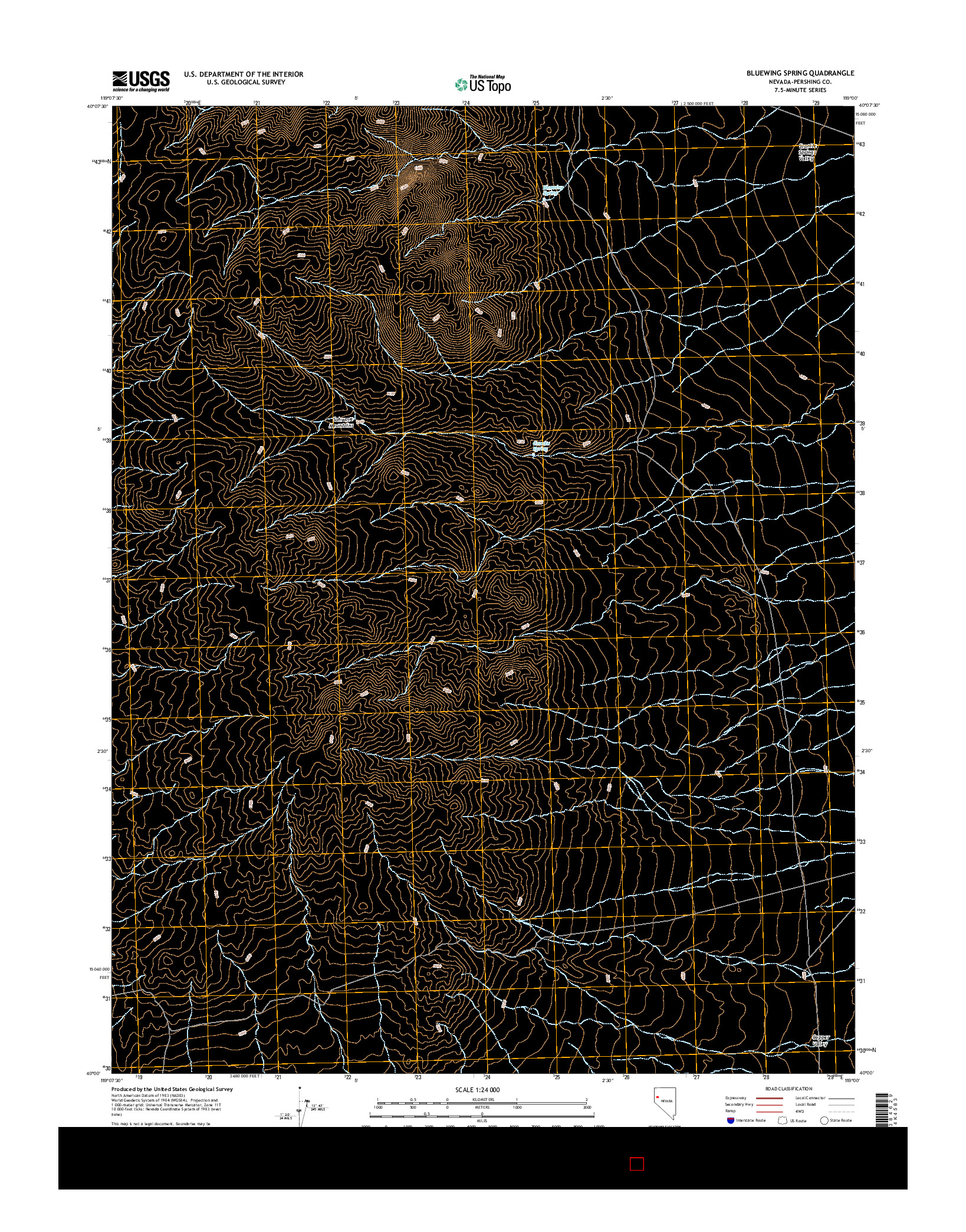 USGS US TOPO 7.5-MINUTE MAP FOR BLUEWING SPRING, NV 2014