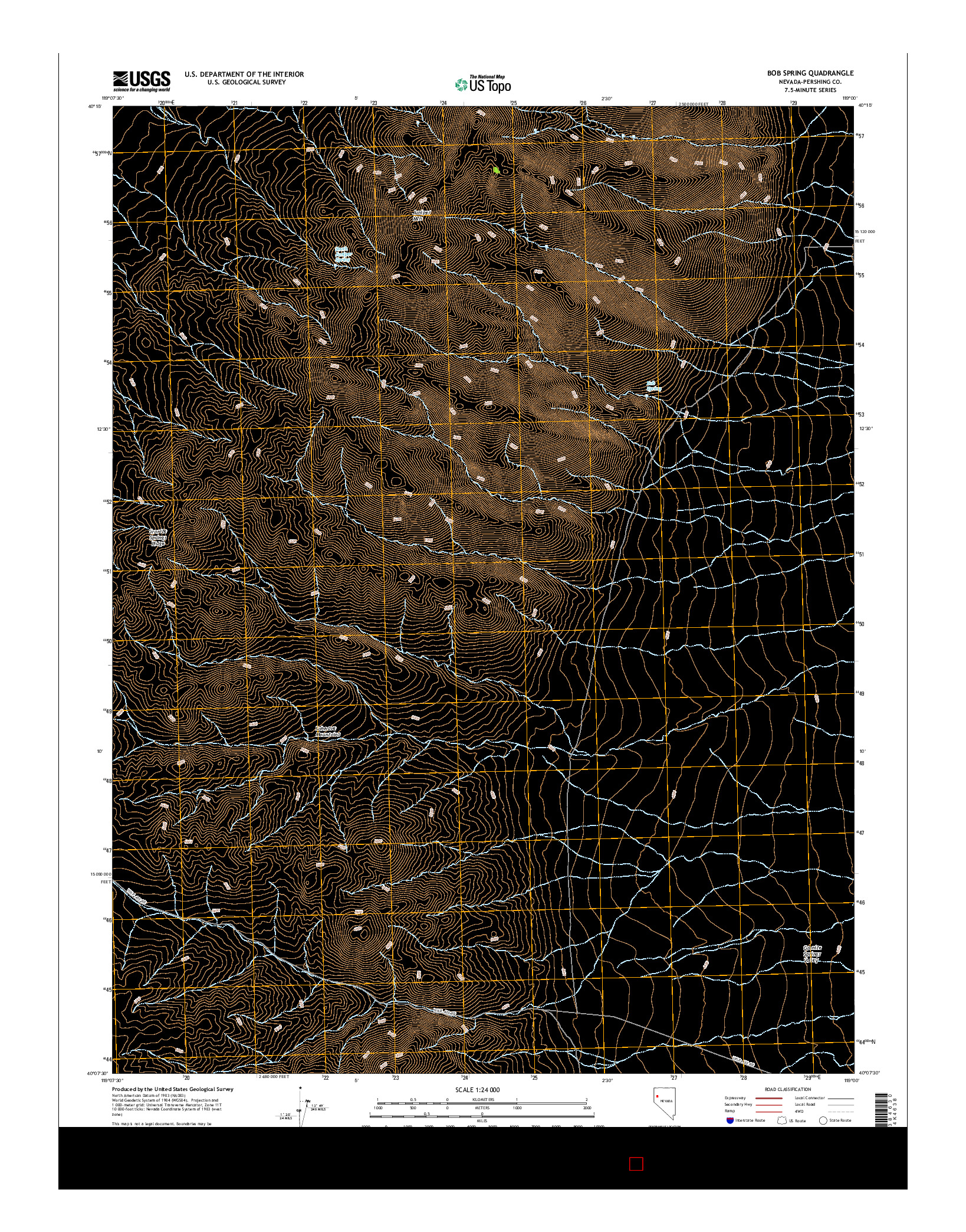 USGS US TOPO 7.5-MINUTE MAP FOR BOB SPRING, NV 2014