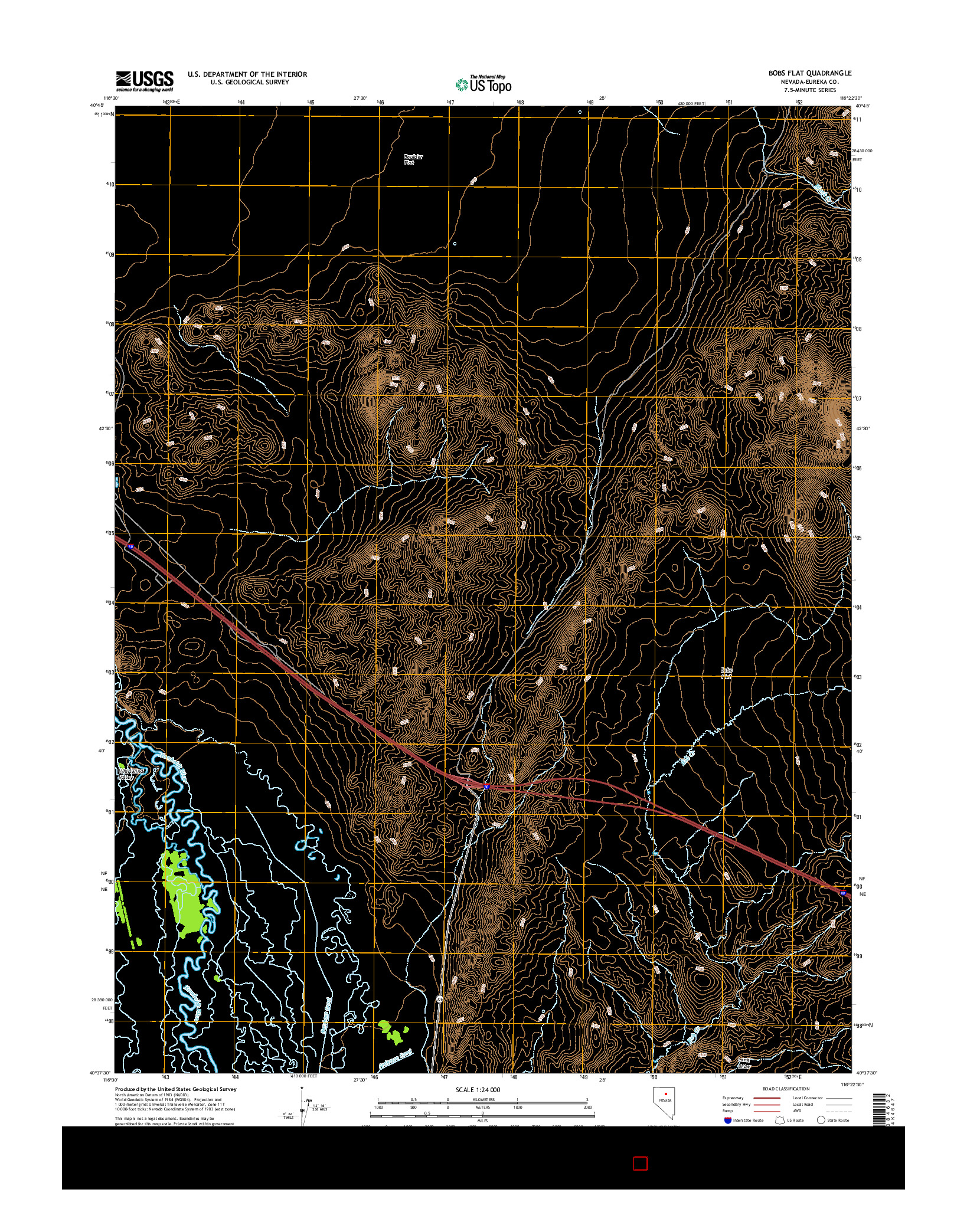 USGS US TOPO 7.5-MINUTE MAP FOR BOBS FLAT, NV 2014