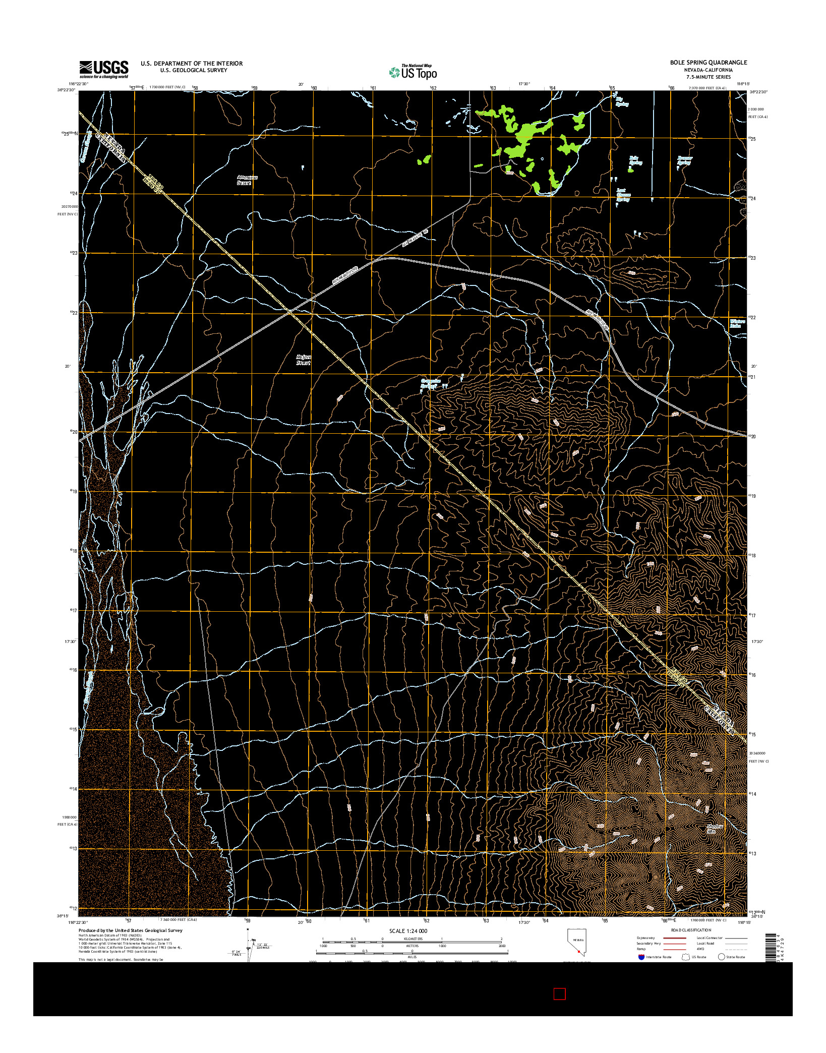 USGS US TOPO 7.5-MINUTE MAP FOR BOLE SPRING, NV-CA 2014