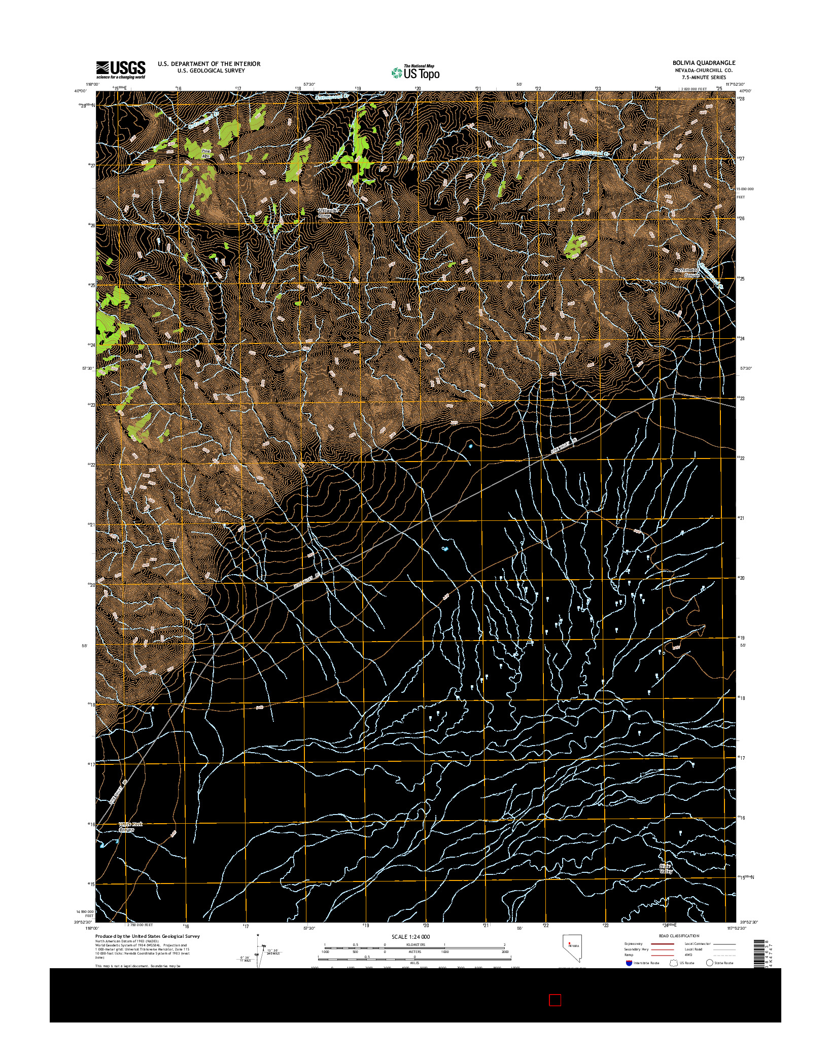 USGS US TOPO 7.5-MINUTE MAP FOR BOLIVIA, NV 2014