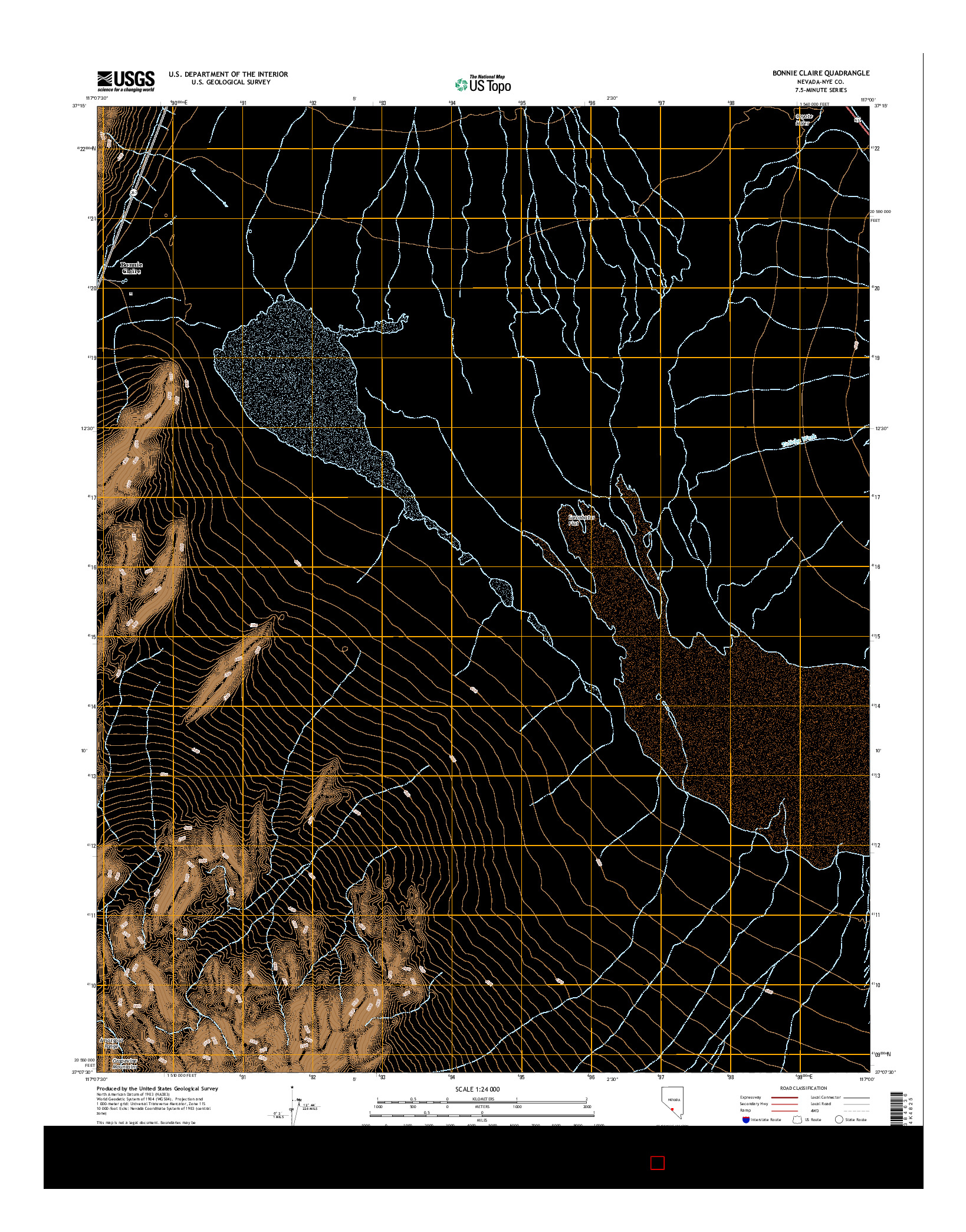 USGS US TOPO 7.5-MINUTE MAP FOR BONNIE CLAIRE, NV 2014