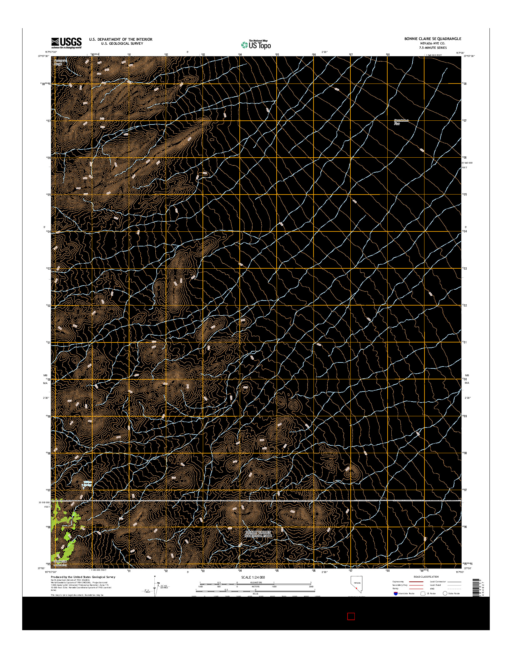 USGS US TOPO 7.5-MINUTE MAP FOR BONNIE CLAIRE SE, NV 2014