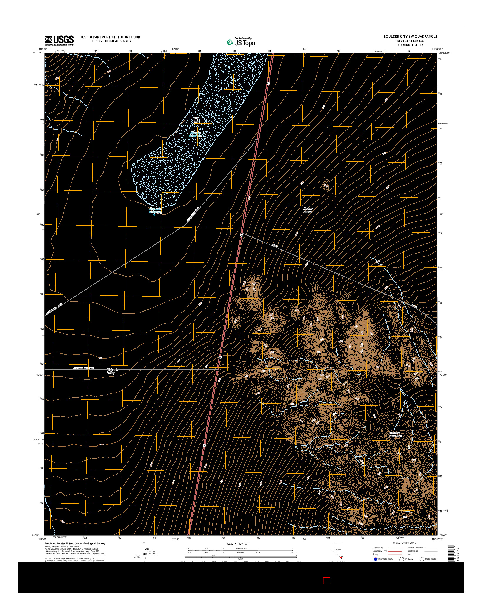 USGS US TOPO 7.5-MINUTE MAP FOR BOULDER CITY SW, NV 2014
