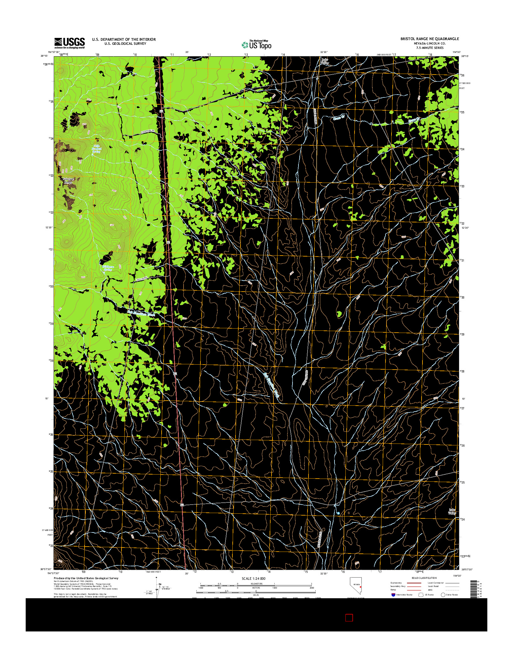 USGS US TOPO 7.5-MINUTE MAP FOR BRISTOL RANGE NE, NV 2014