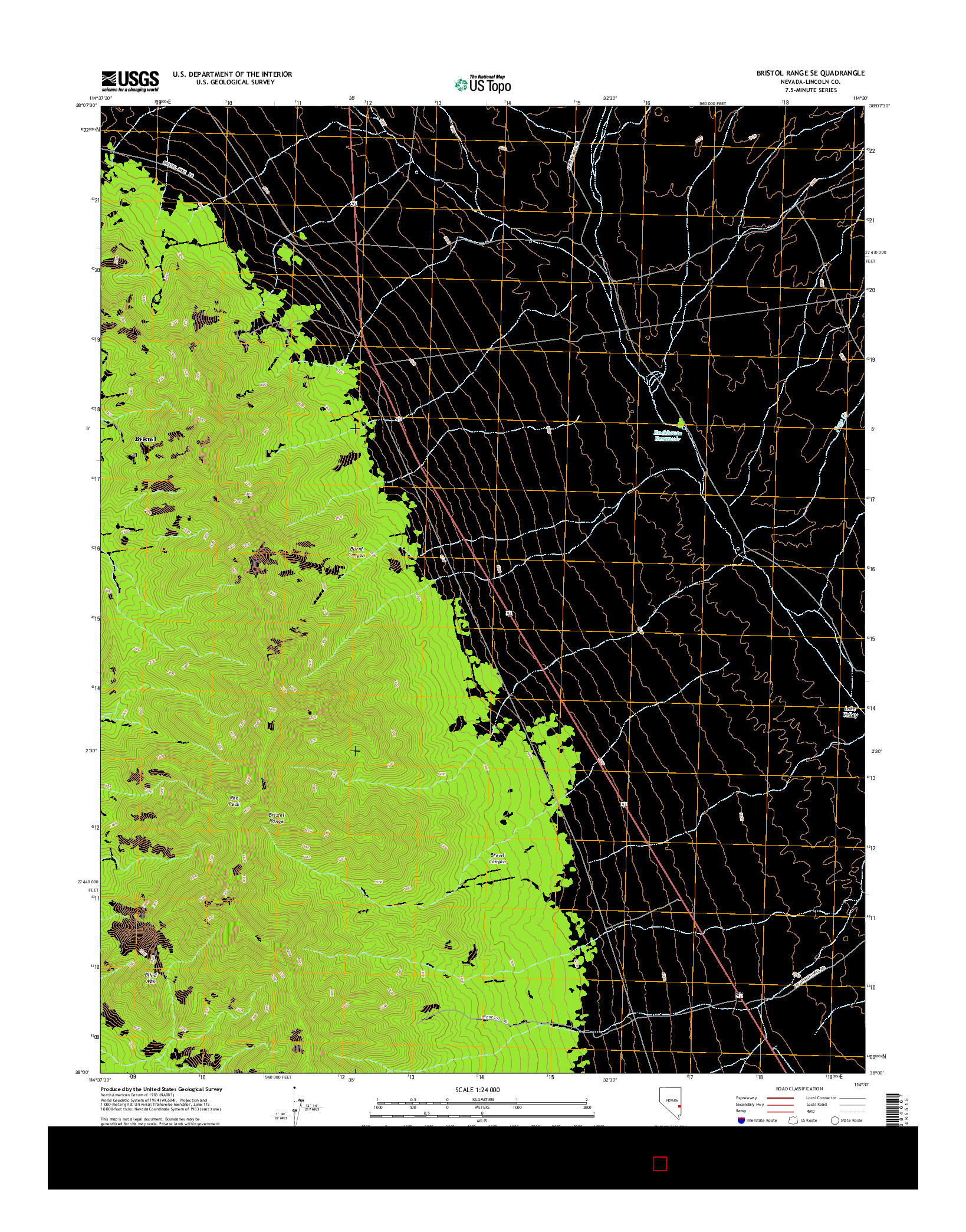 USGS US TOPO 7.5-MINUTE MAP FOR BRISTOL RANGE SE, NV 2014