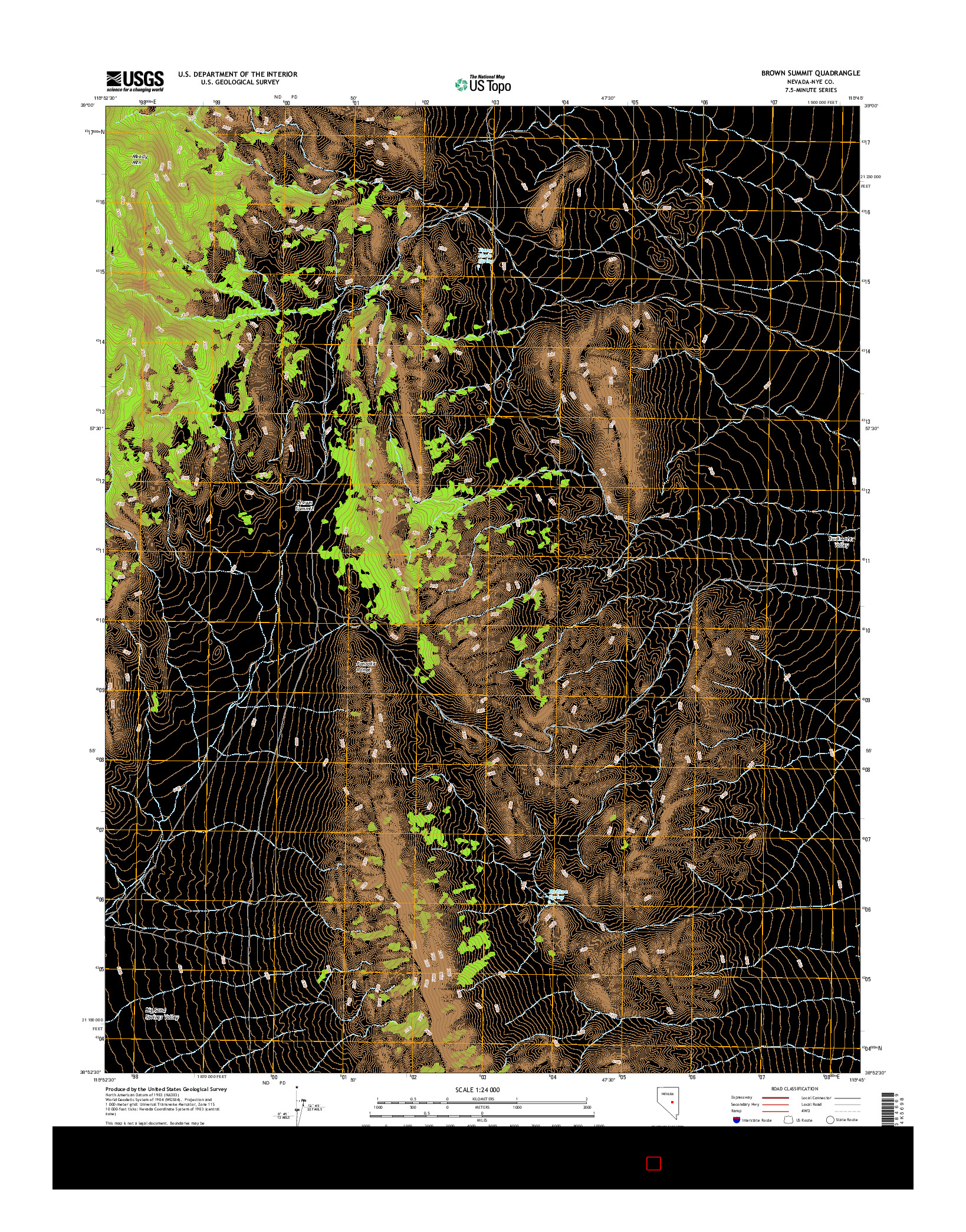 USGS US TOPO 7.5-MINUTE MAP FOR BROWN SUMMIT, NV 2014